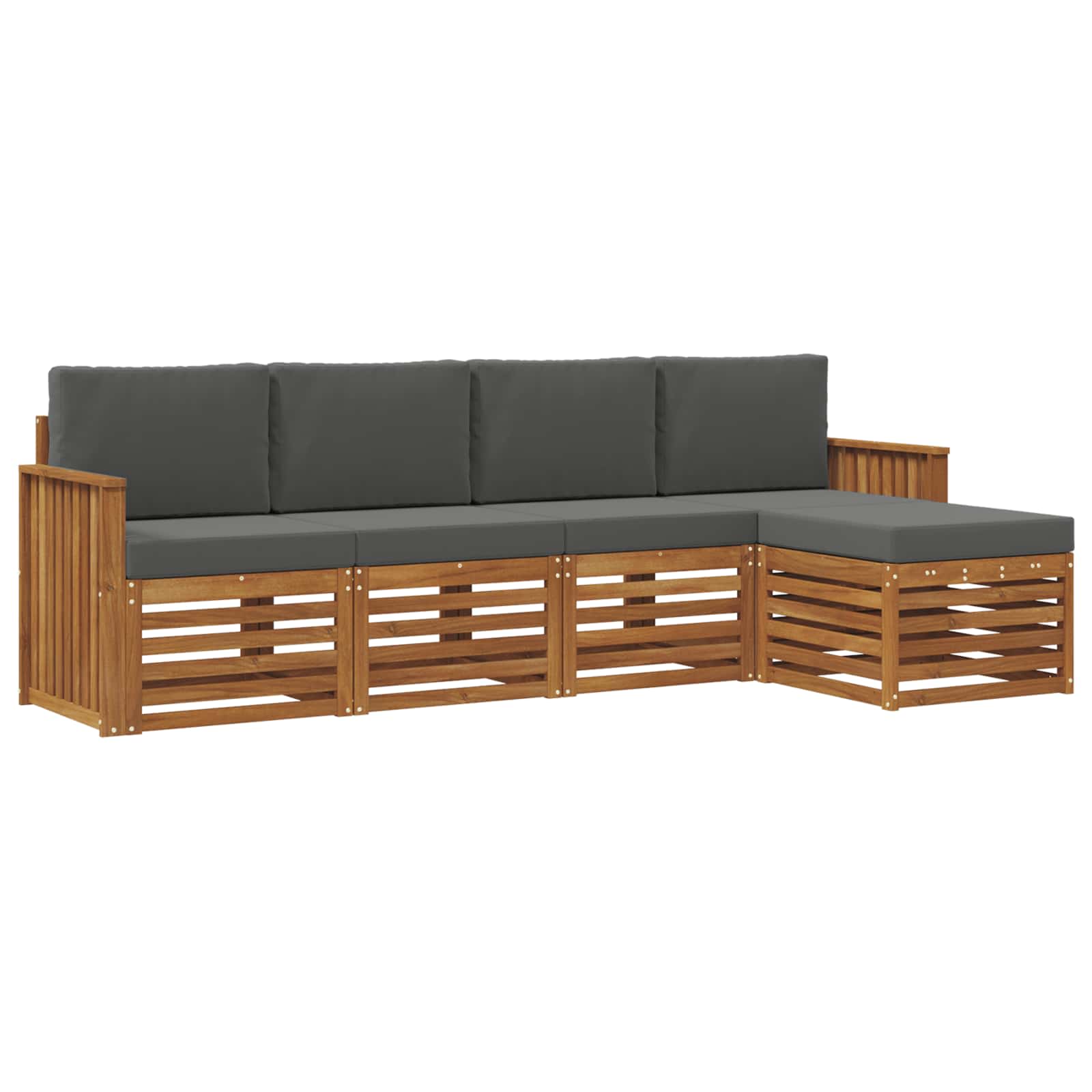 Outdoor-Sofagarnitur 5 stk. Natur und Anthrazit