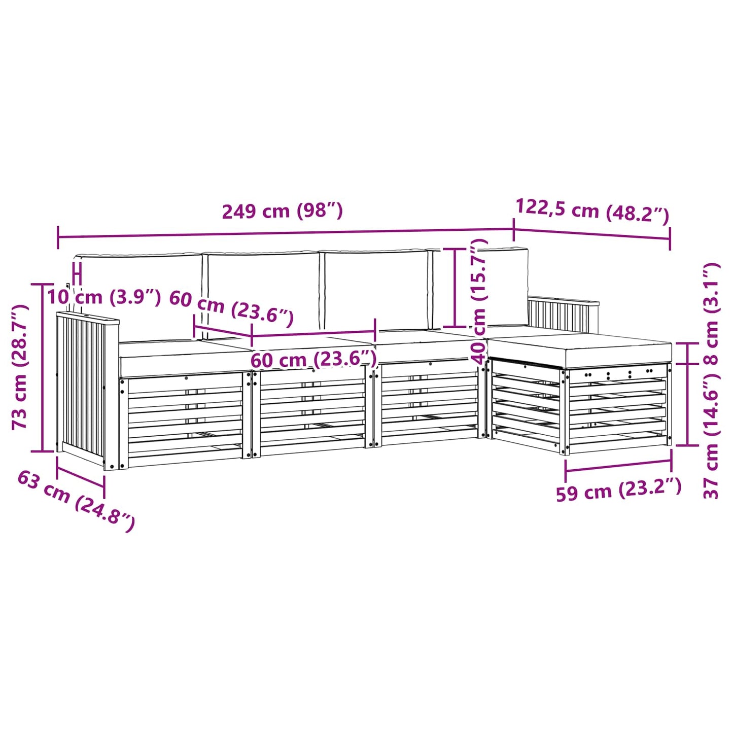 Outdoor-Sofagarnitur 5 stk. Natur und Anthrazit