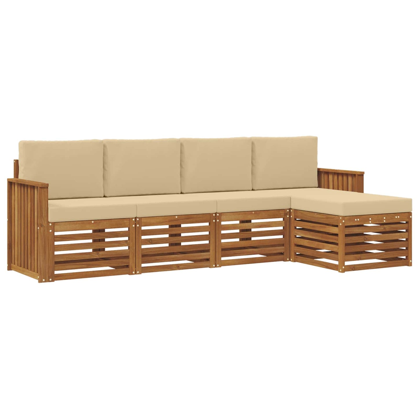 Outdoor-Sofagarnitur mit Kissen 5 pcs Natur und Beige