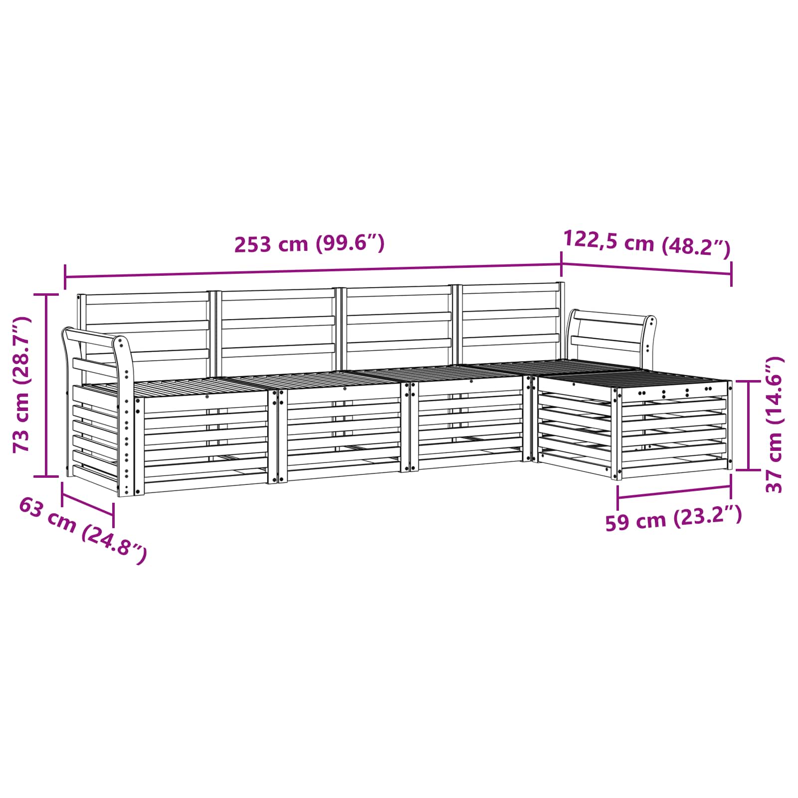 Outdoor-Sofagarnitur 5 pcs Natur