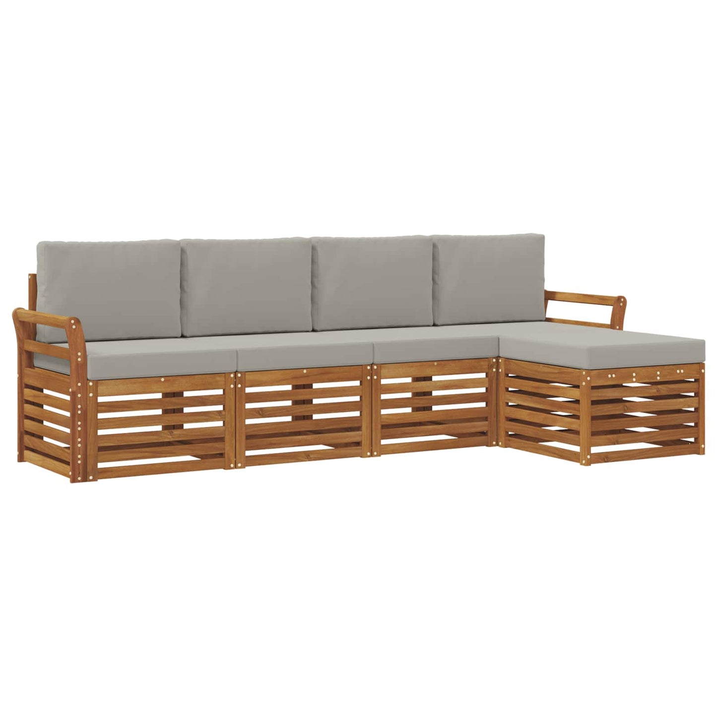 Outdoor-Sofagarnitur mit Kissen 5 pcs Natürlich und Hellgrau