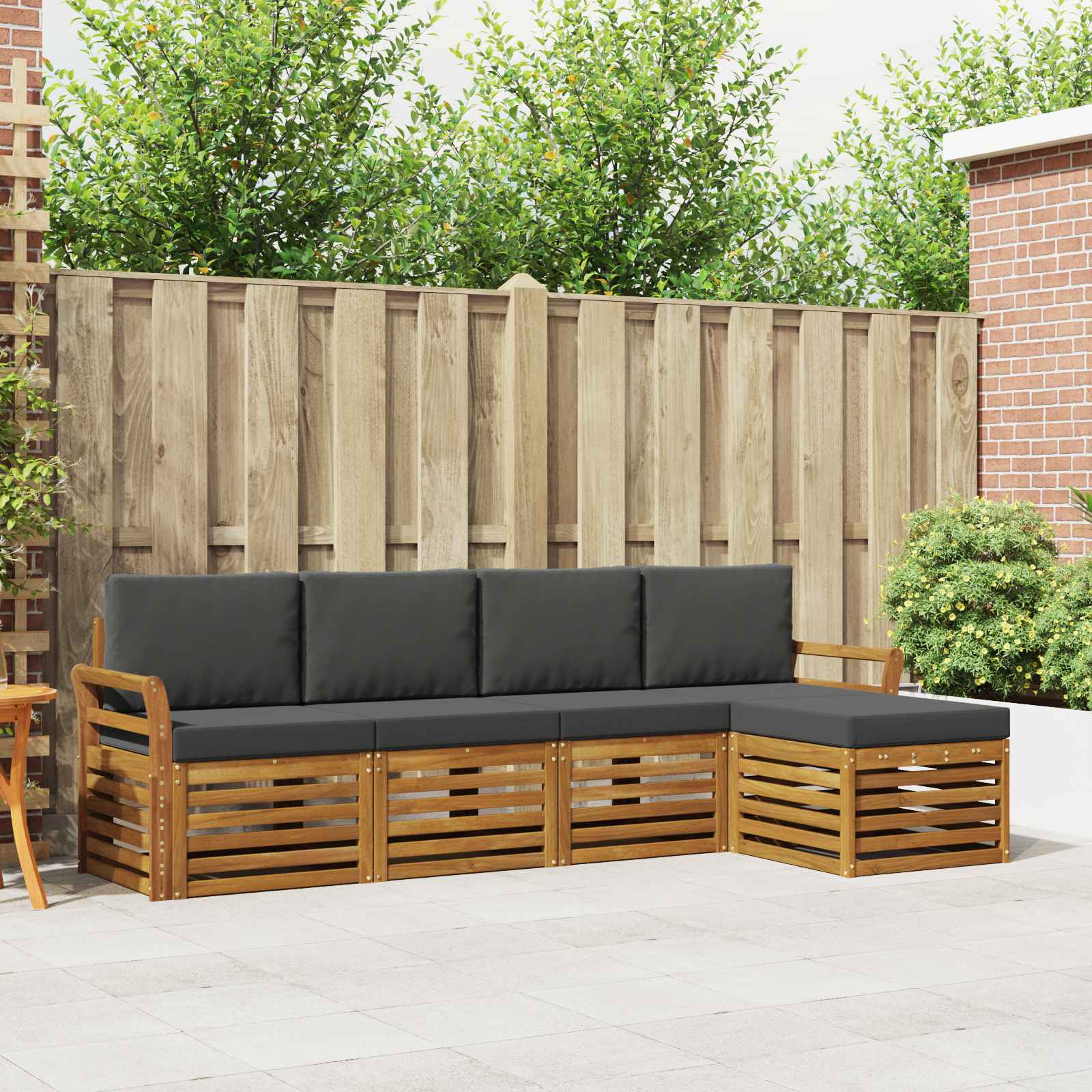 Outdoor-Sofagarnitur 5 stk. Natur und Anthrazit