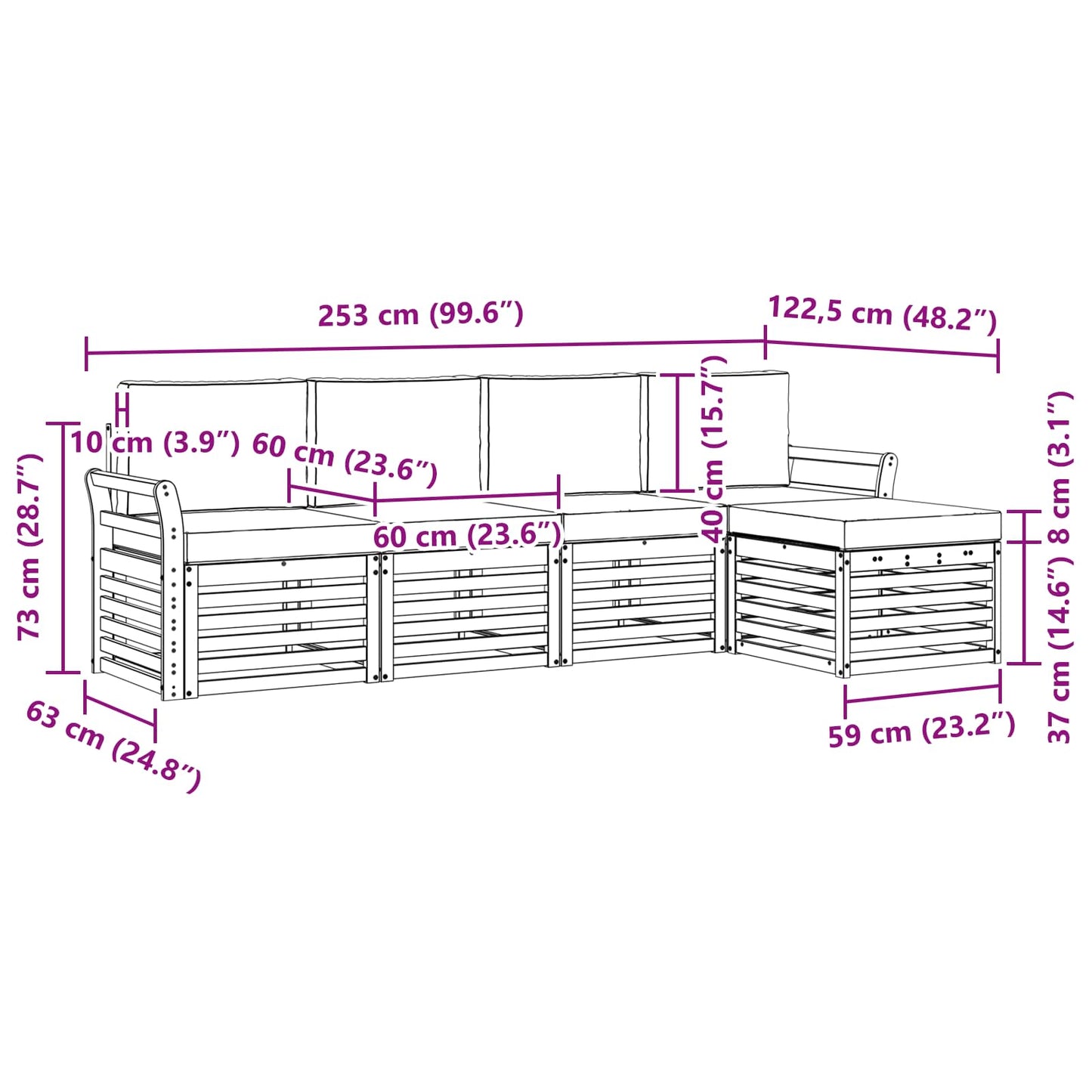Outdoor-Sofagarnitur 5 stk. Natur und Anthrazit