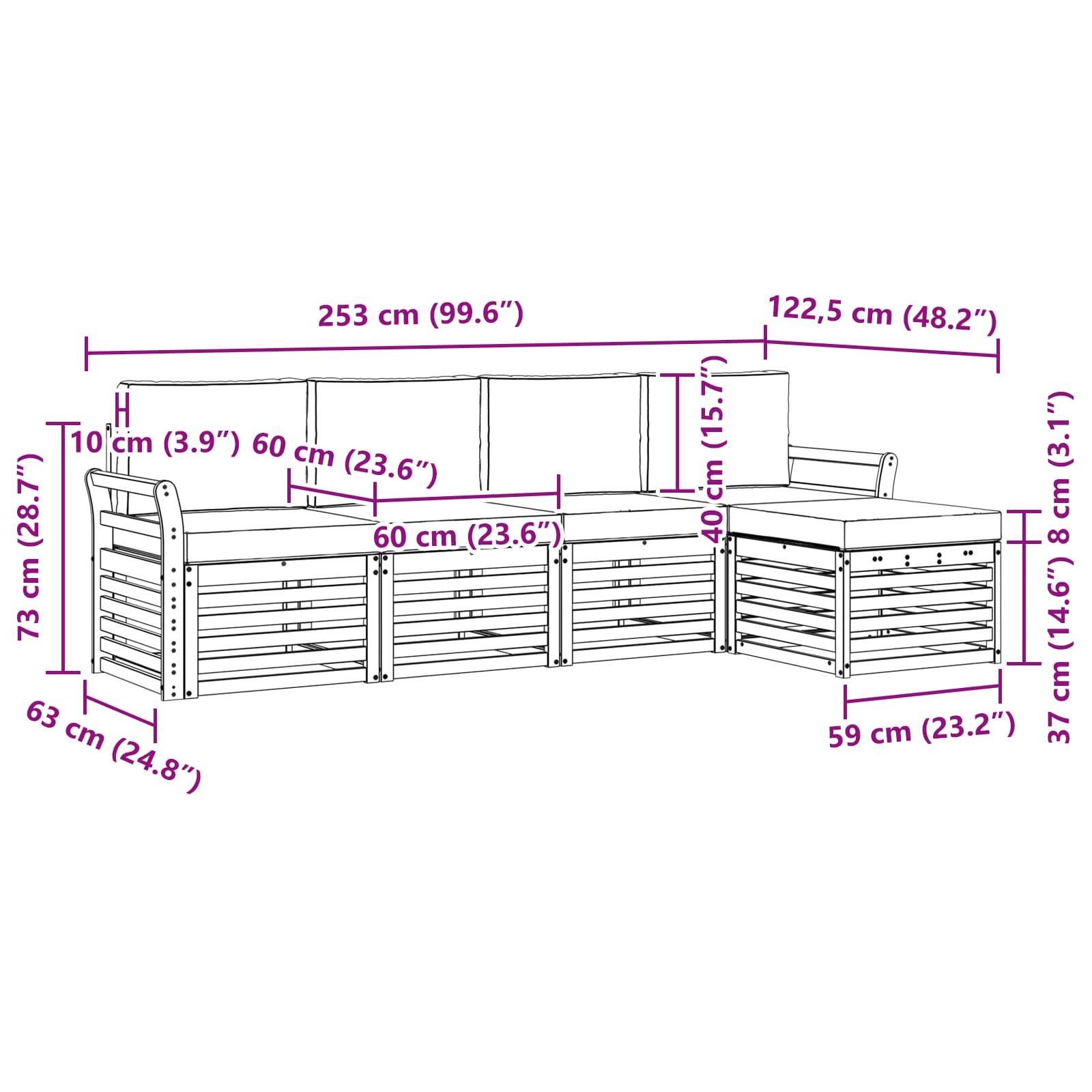 Outdoor-Sofagarnitur 5 stk. Natur und Anthrazit