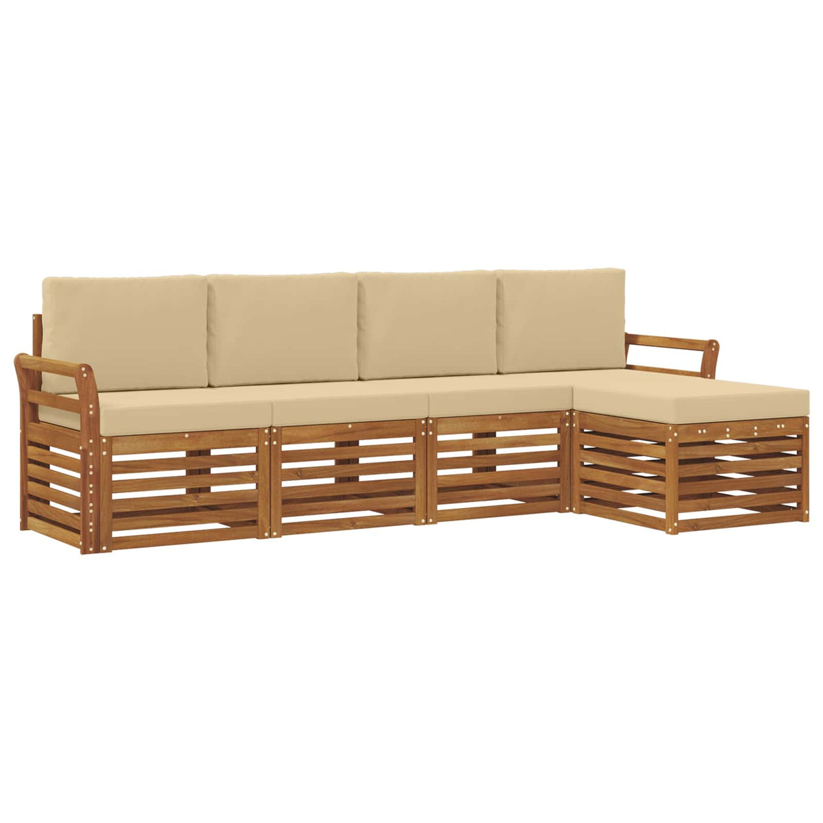 Outdoor-Sofagarnitur 5 stk. Natur und Beige