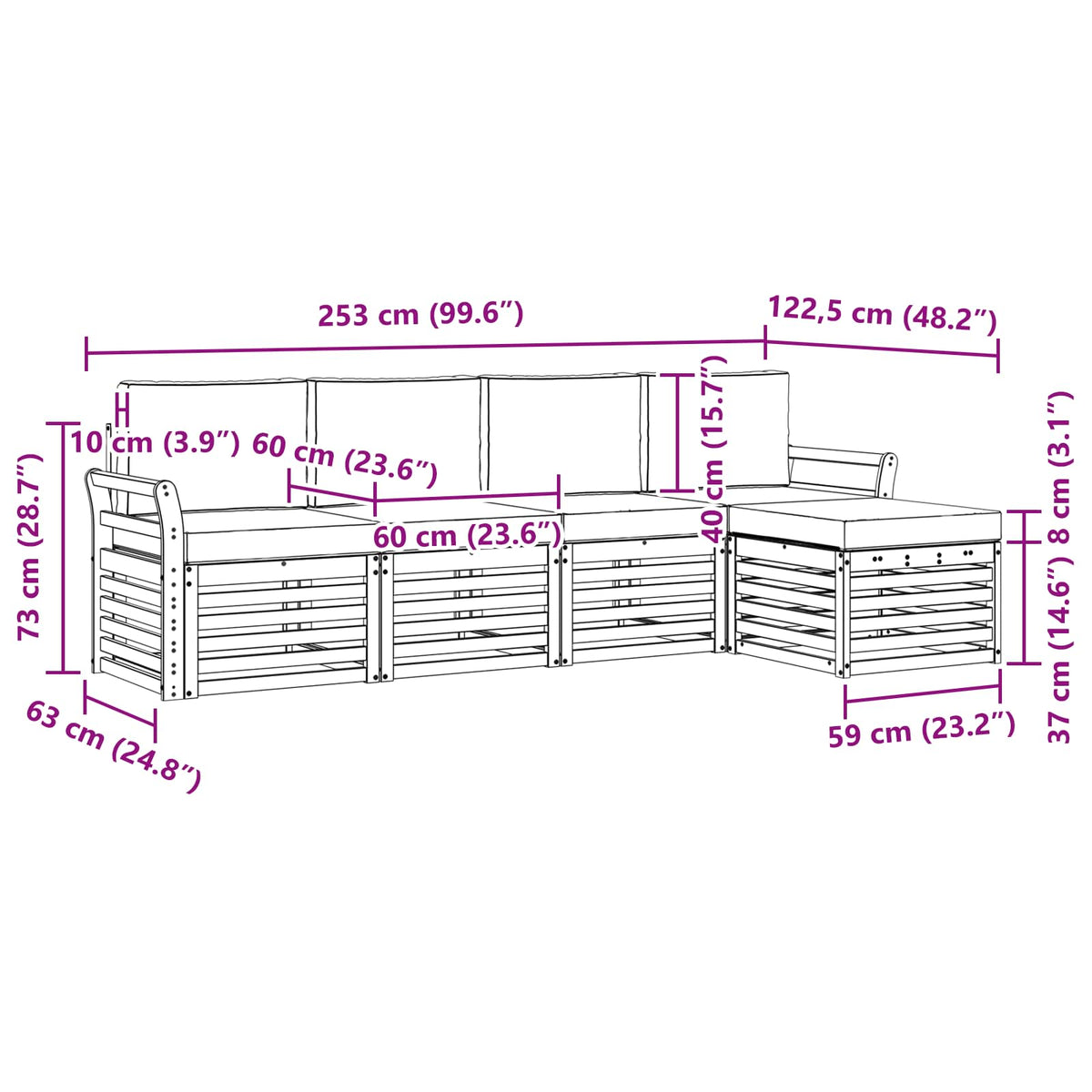 Outdoor-Sofagarnitur 5 stk. Natur und Beige