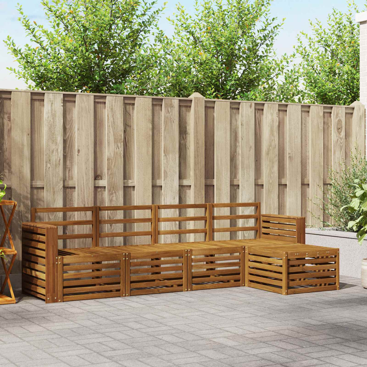 Outdoor-Sofagarnitur 5 stk. Natur