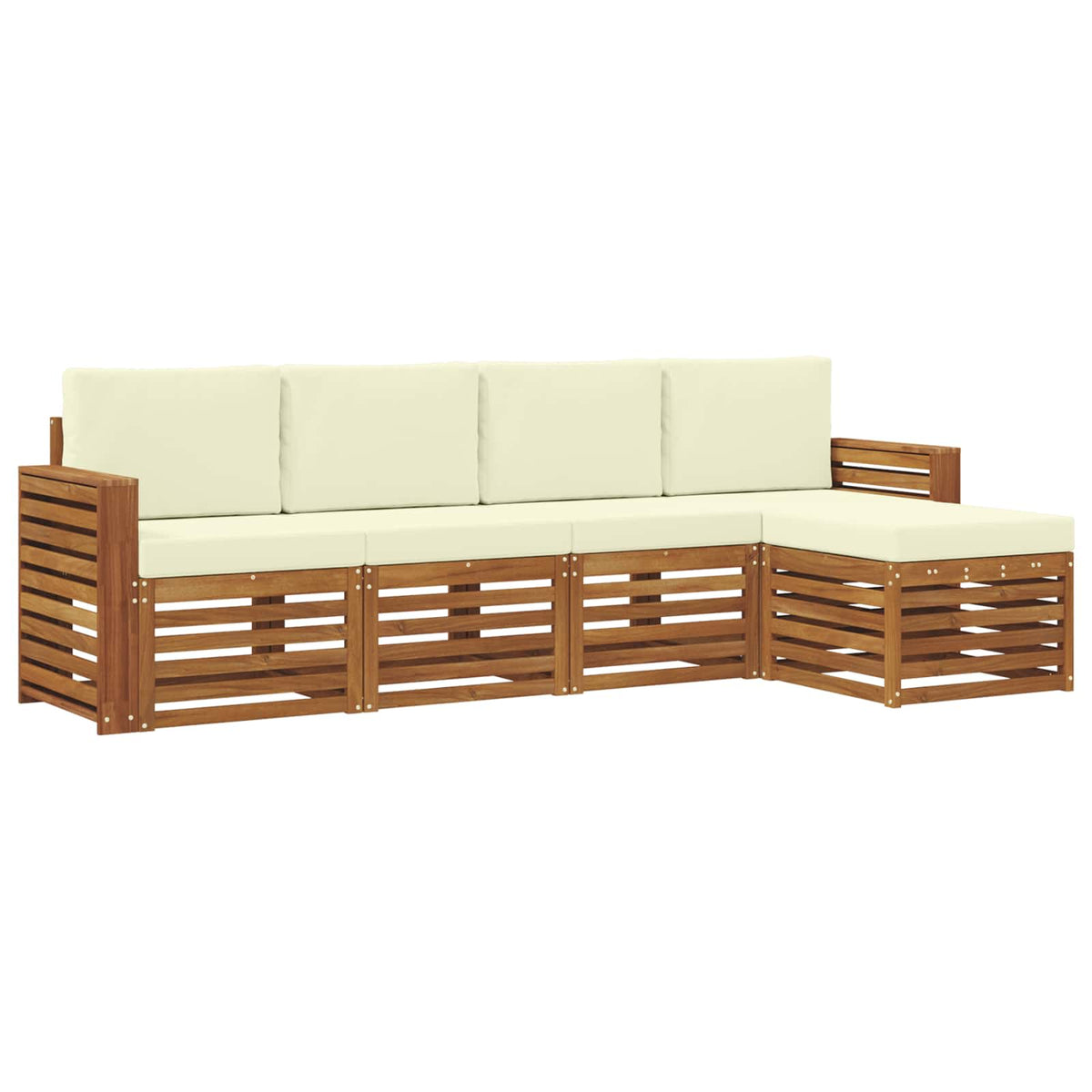 Outdoor-Sofagarnitur 5 stk. Natur und Creme