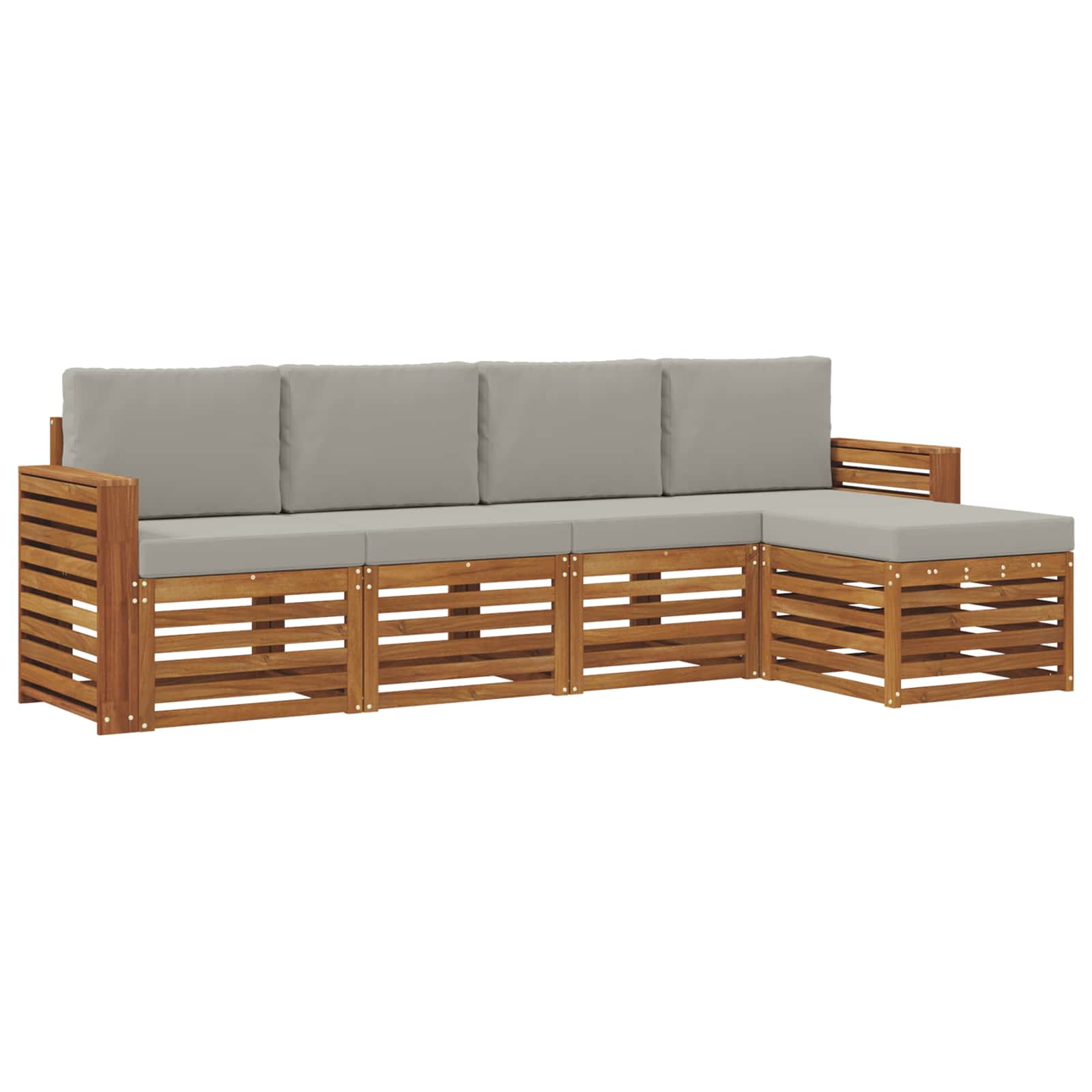 Outdoor-Sofagarnitur mit Kissen 5 pcs Natürlich und Hellgrau