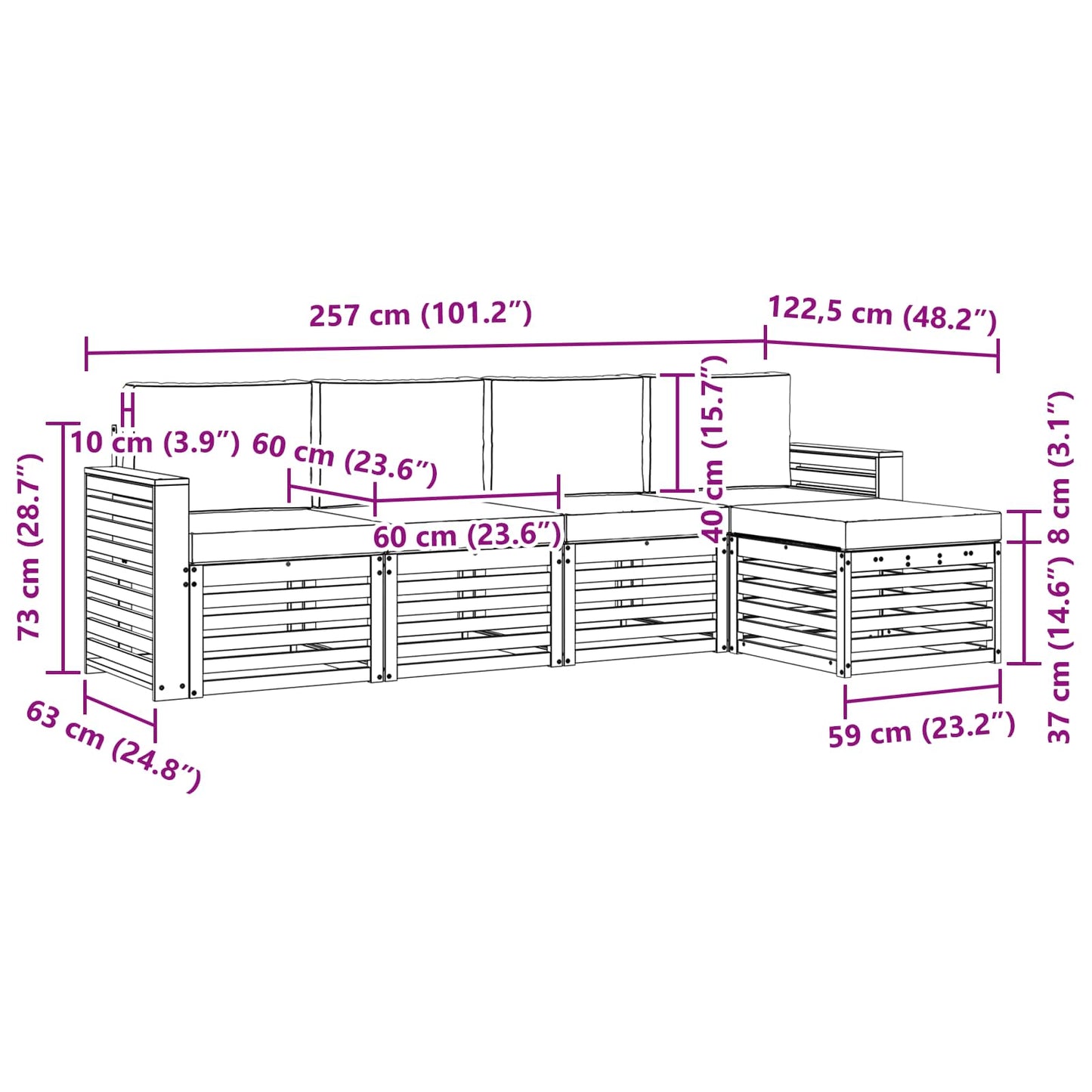 Outdoor-Sofagarnitur 5 stk. Natur und Anthrazit