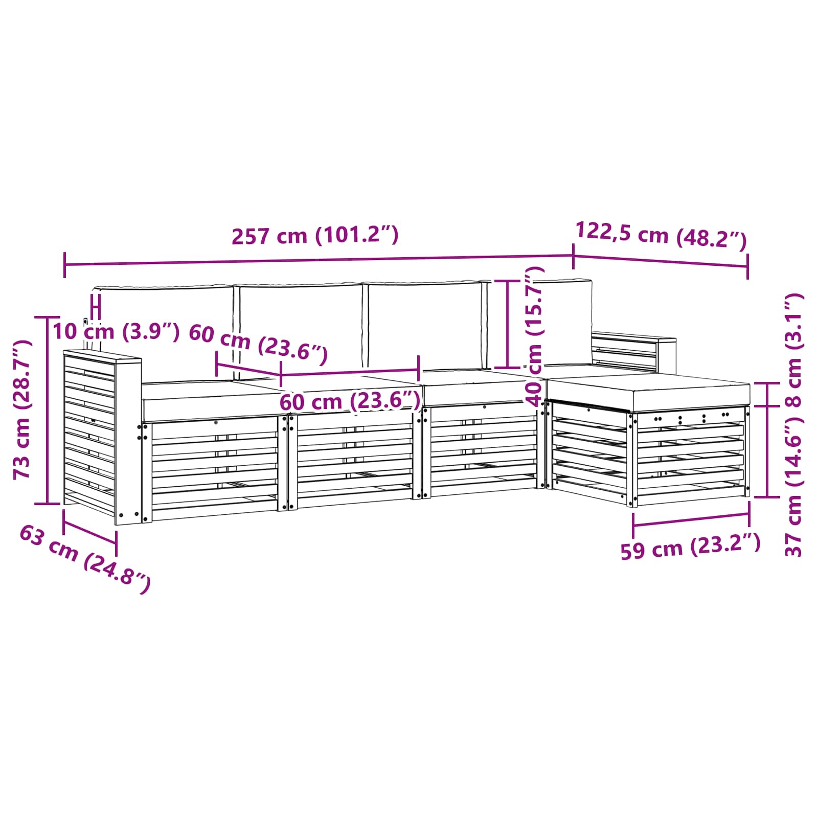 Outdoor-Sofagarnitur 5 stk. Natur und Anthrazit
