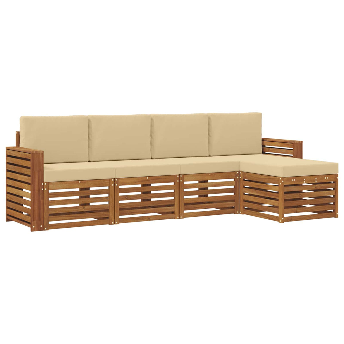 Outdoor-Sofagarnitur 5 stk. Natur und Beige