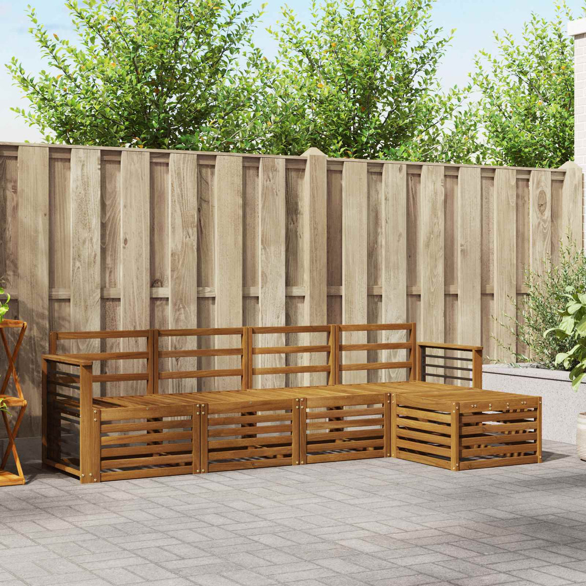 Outdoor-Sofagarnitur 5 stk. Natur
