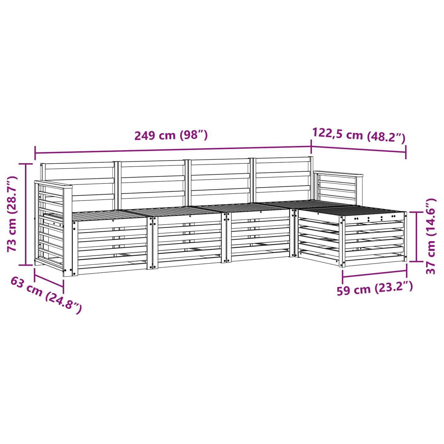 Sofagarnituren 5 pcs Natur Massivholz Akazie