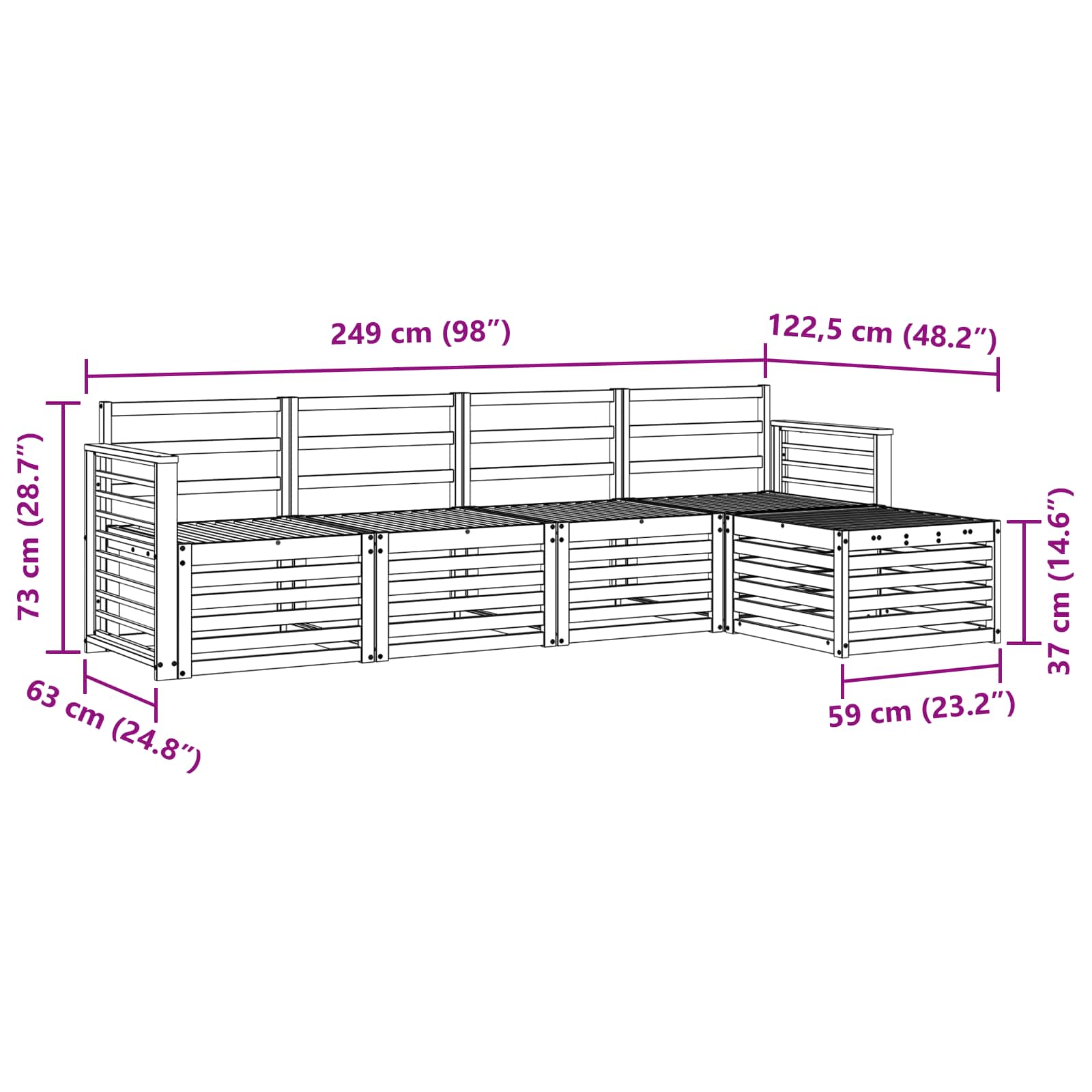 Sofagarnituren 5 pcs Natur Massivholz Akazie