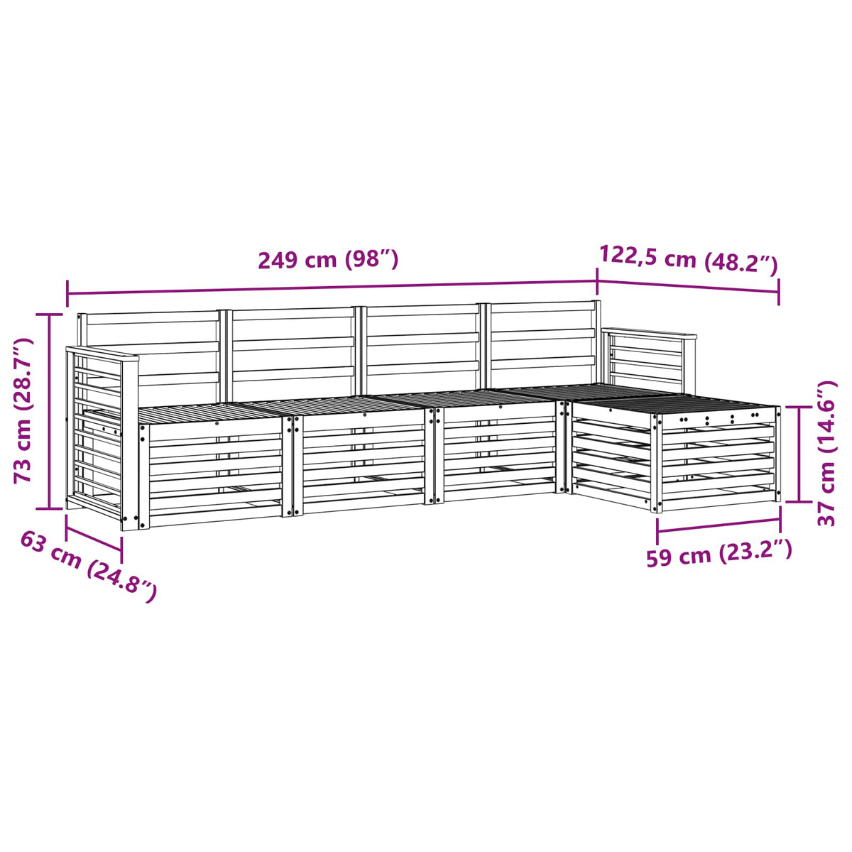 Outdoor-Sofagarnitur 5 stk. Natur