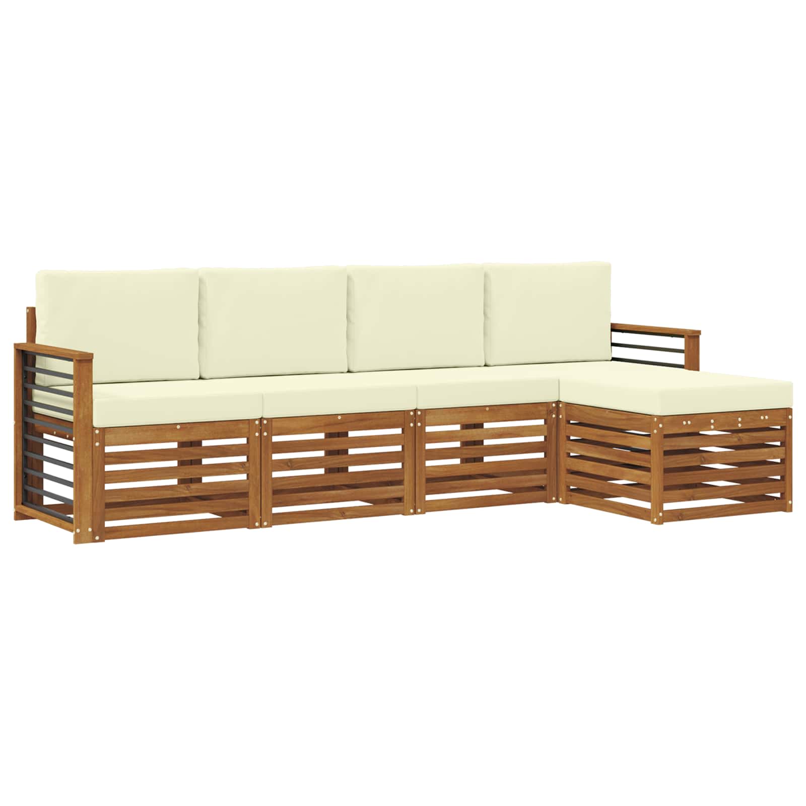 Outdoor-Sofagarnitur 5 stk. Natur und Creme