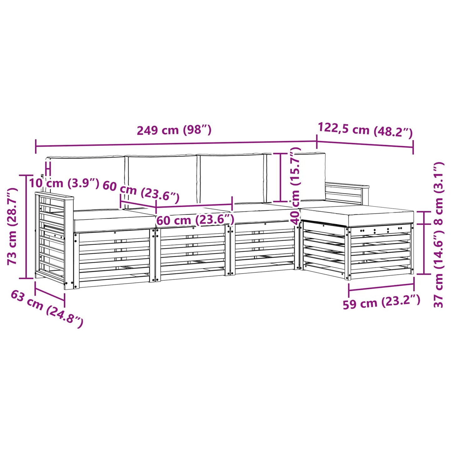 Outdoor-Sofagarnitur 5 stk. Natur und Creme