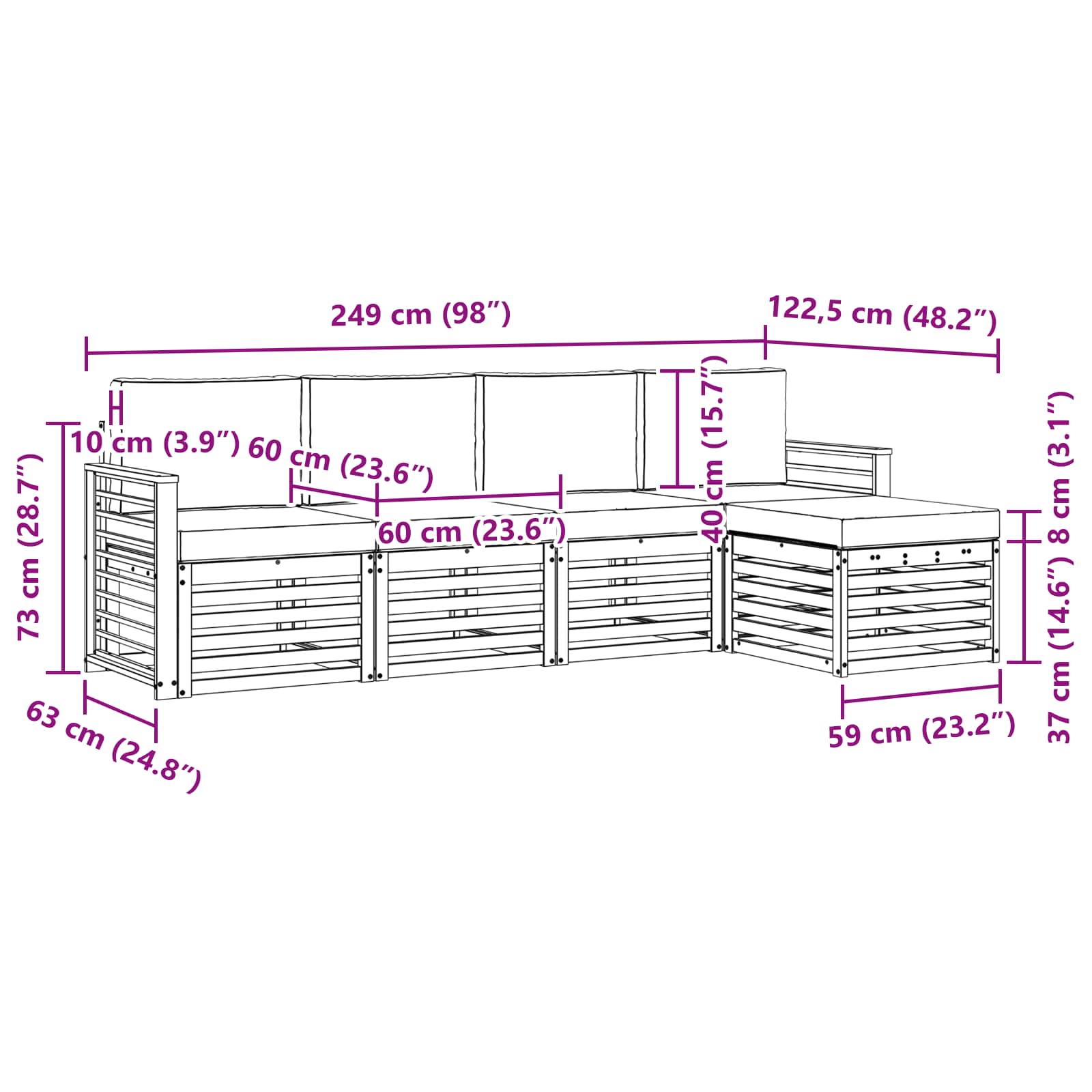 Outdoor-Sofagarnitur 5 stk. Natur und Creme