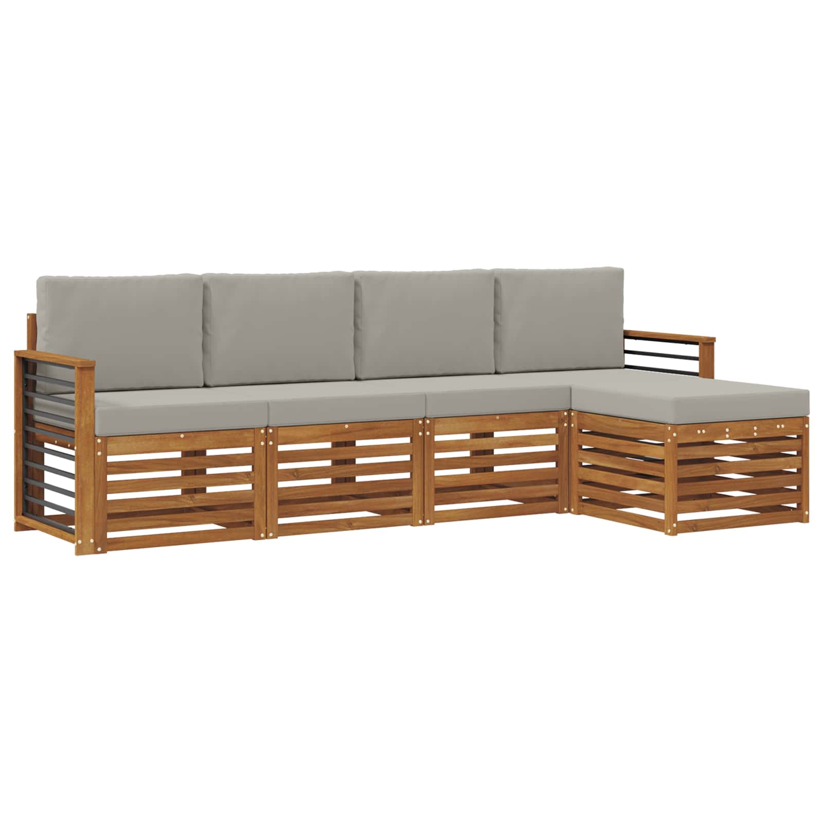 Outdoor-Sofagarnitur mit Kissen 5 pcs Natürlich und Hellgrau