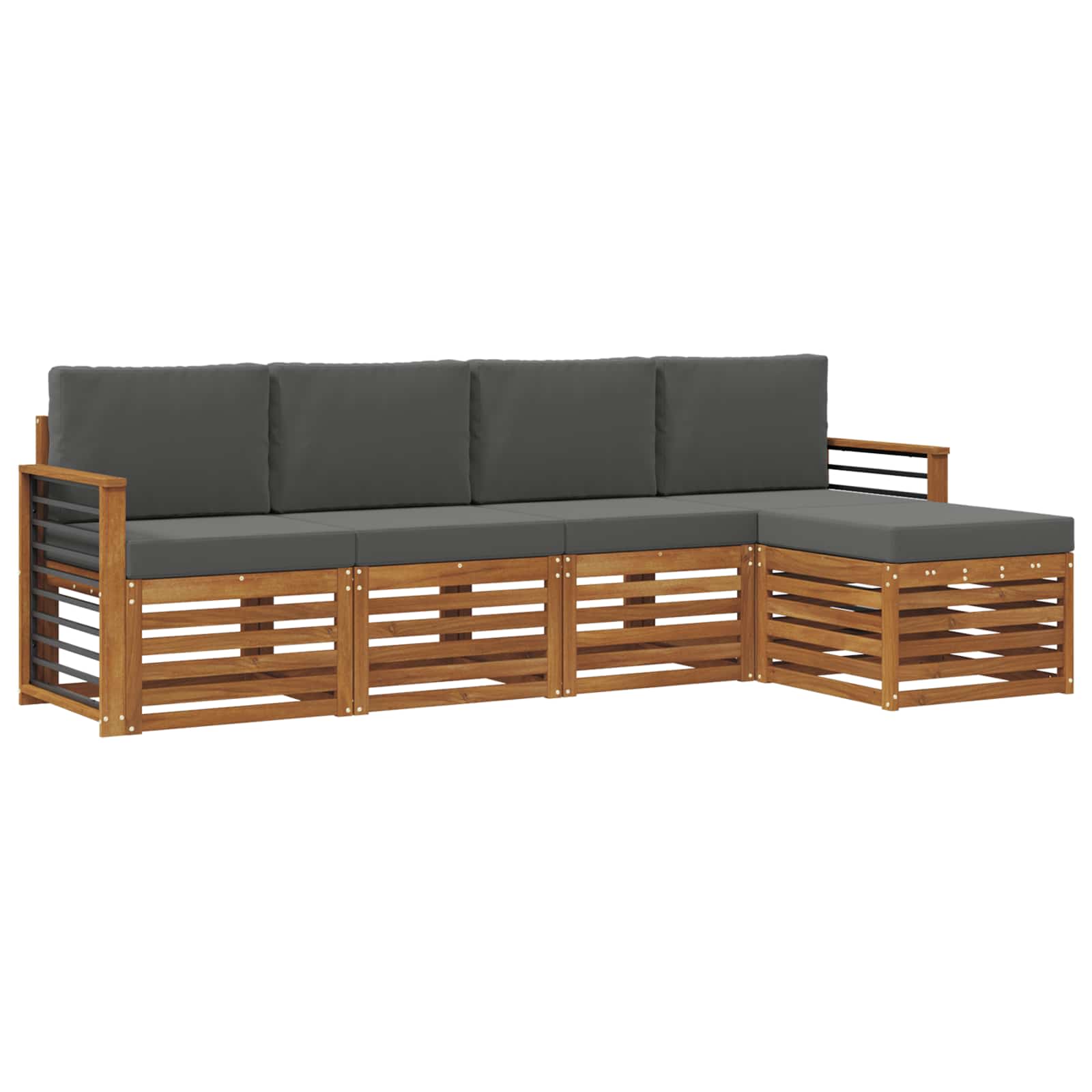 Outdoor-Sofagarnitur mit Kissen 5 pcs Natur und Anthrazit