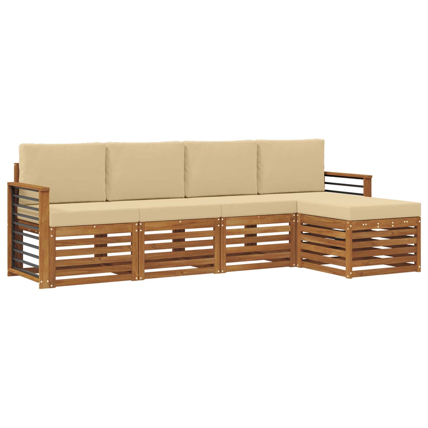 Outdoor-Sofagarnitur 5 stk. Natur und Beige