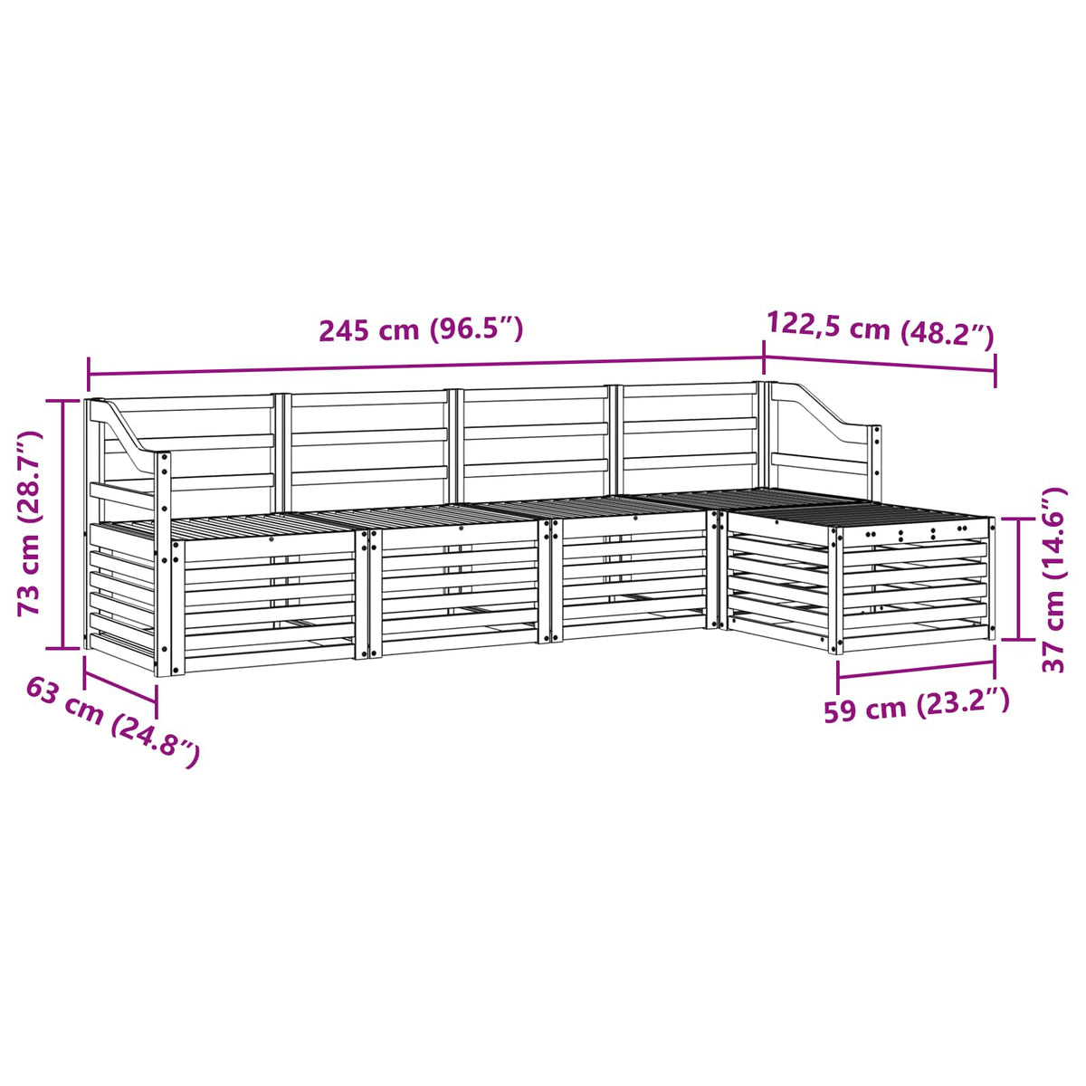 Outdoor-Sofagarnitur 5 stk. Natur
