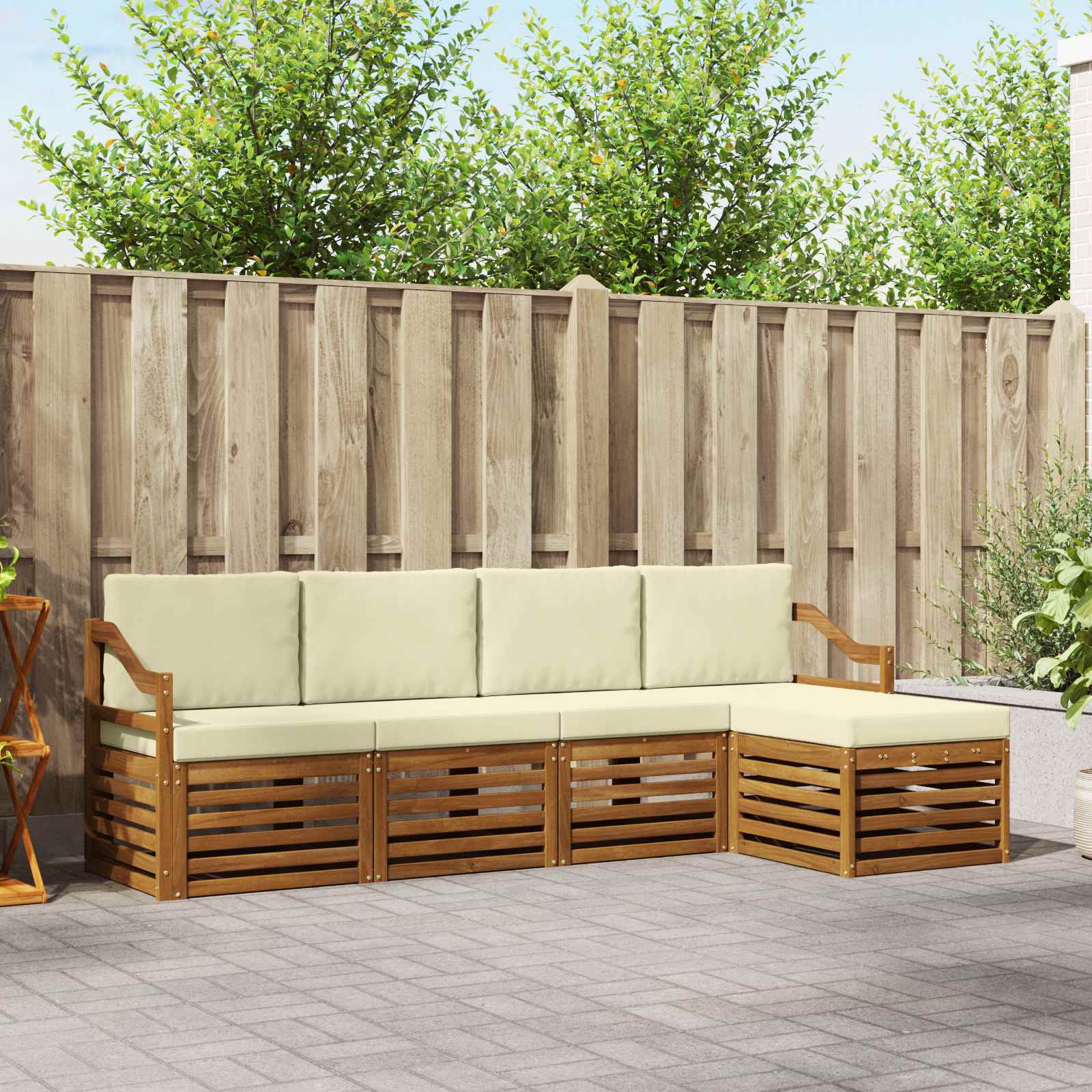 Outdoor-Sofagarnitur 5 stk. Natur und Creme