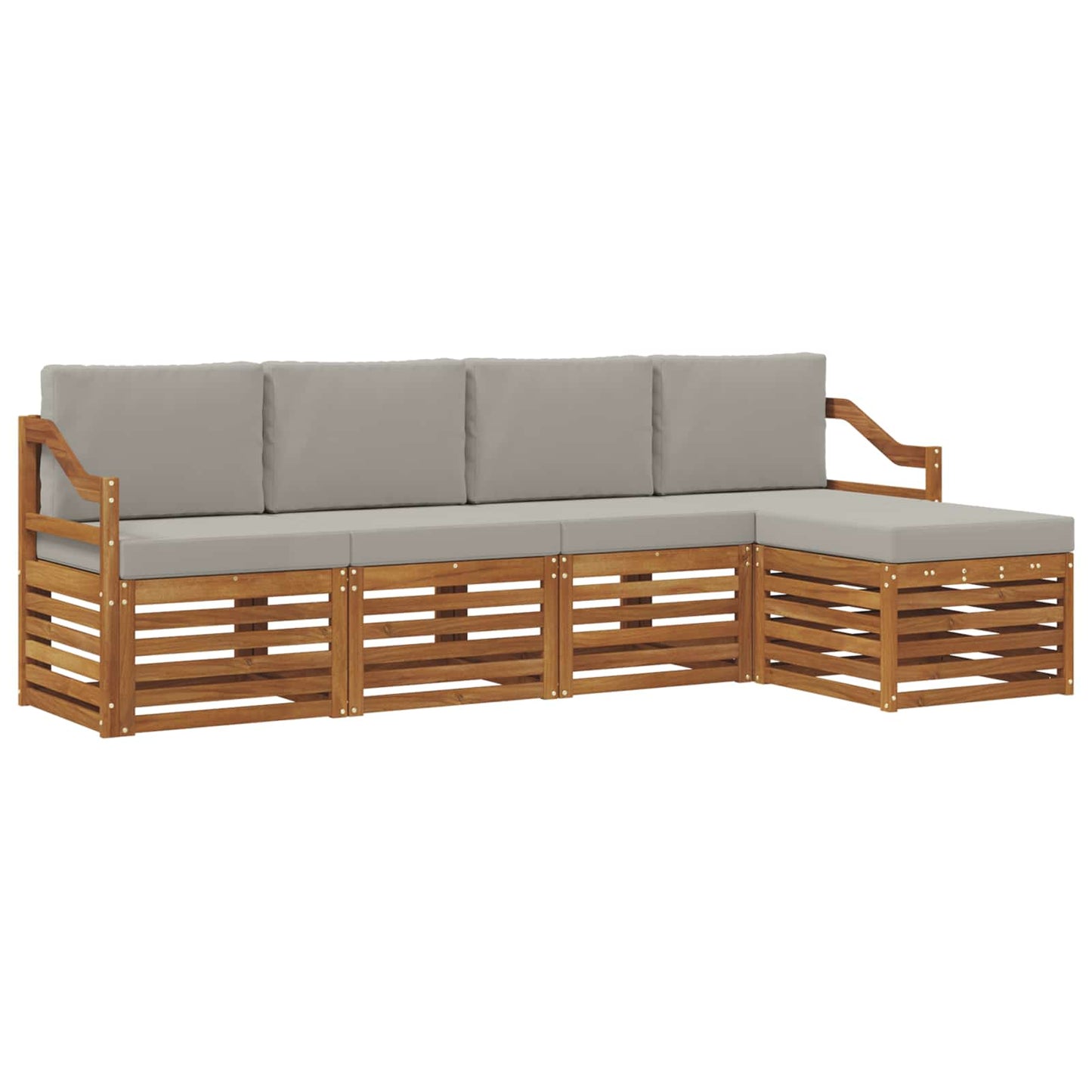 Outdoor-Sofagarnitur mit Kissen 5 pcs Natürlich und Hellgrau