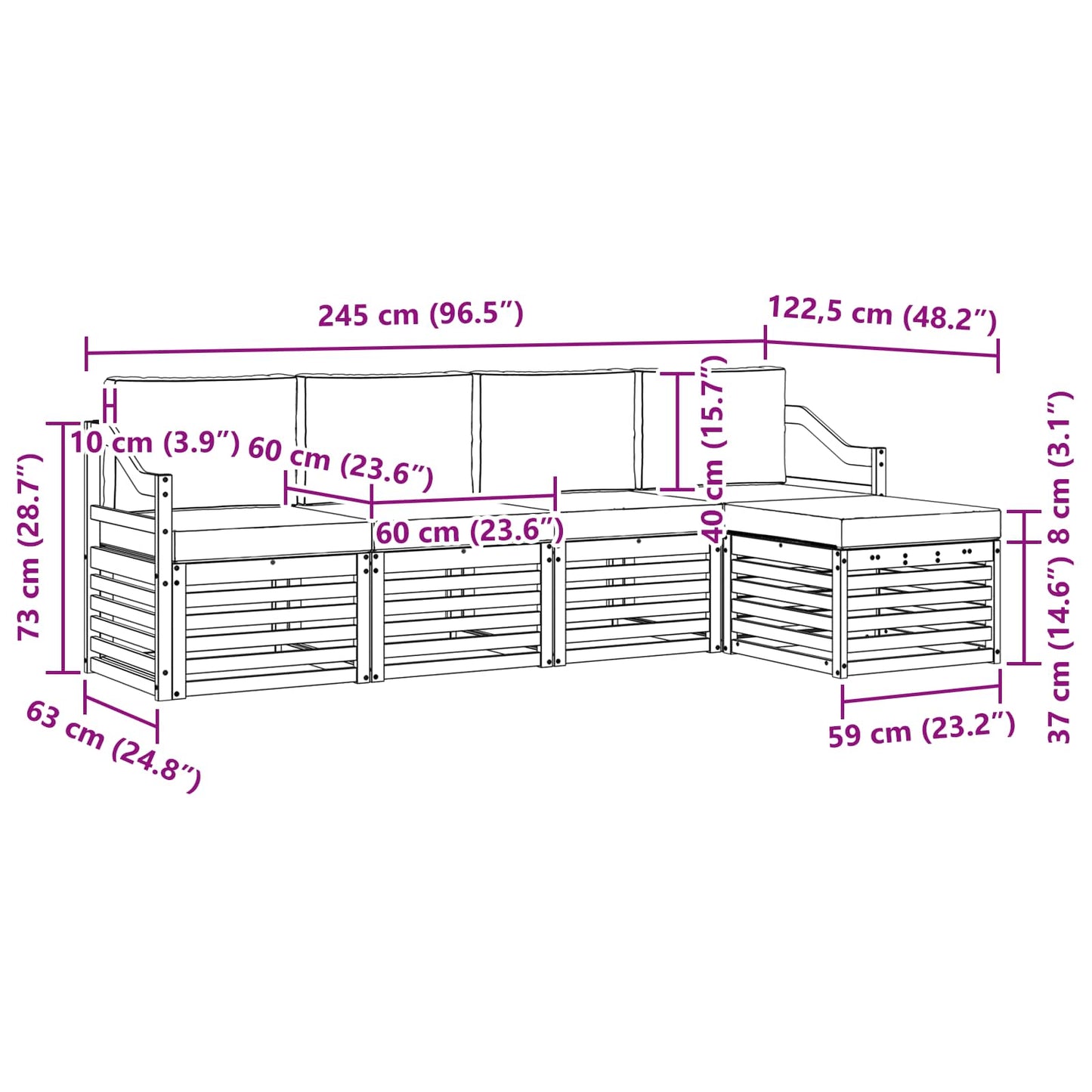 Outdoor-Sofagarnitur 5 stk. Natur und Anthrazit