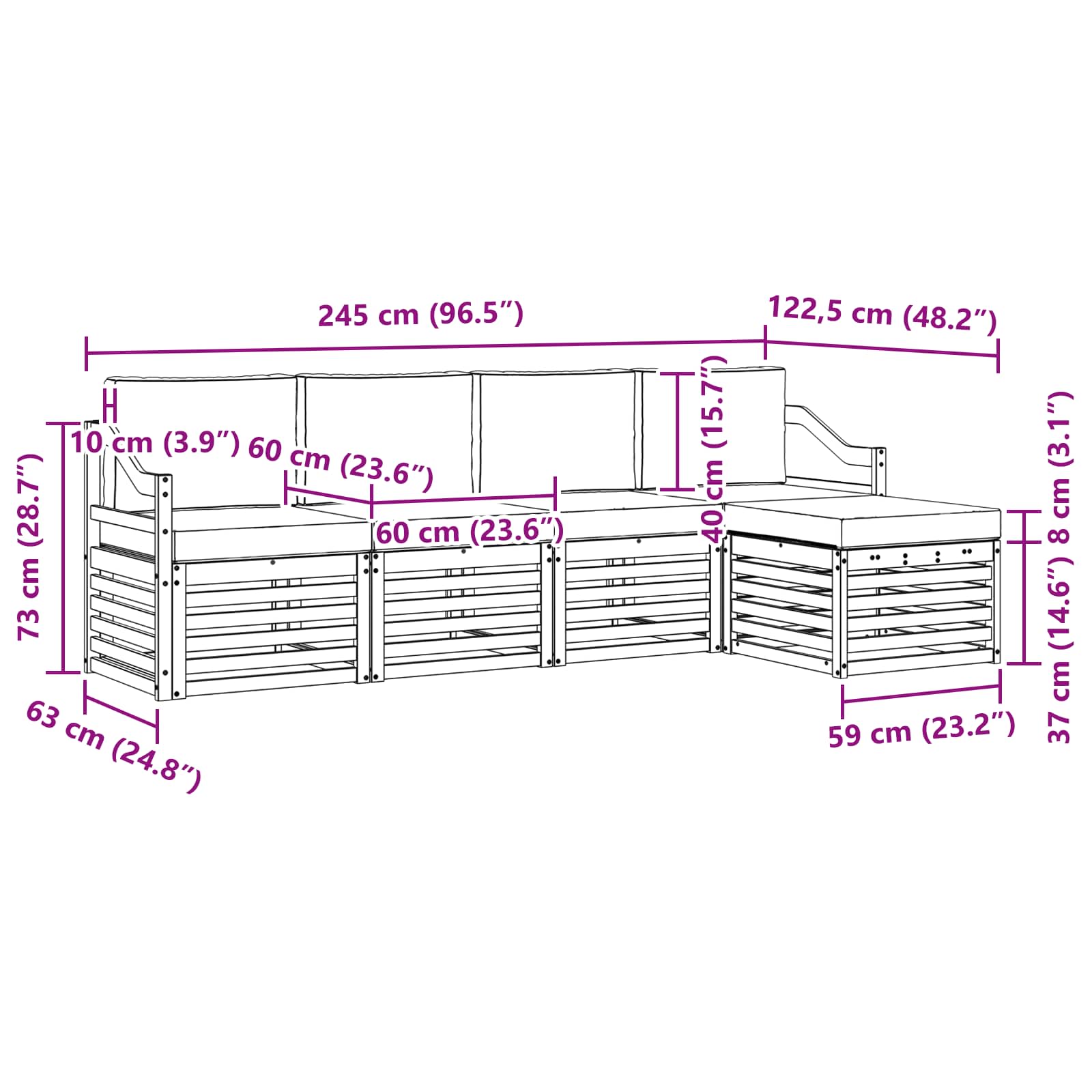 Outdoor-Sofagarnitur 5 stk. Natur und Anthrazit