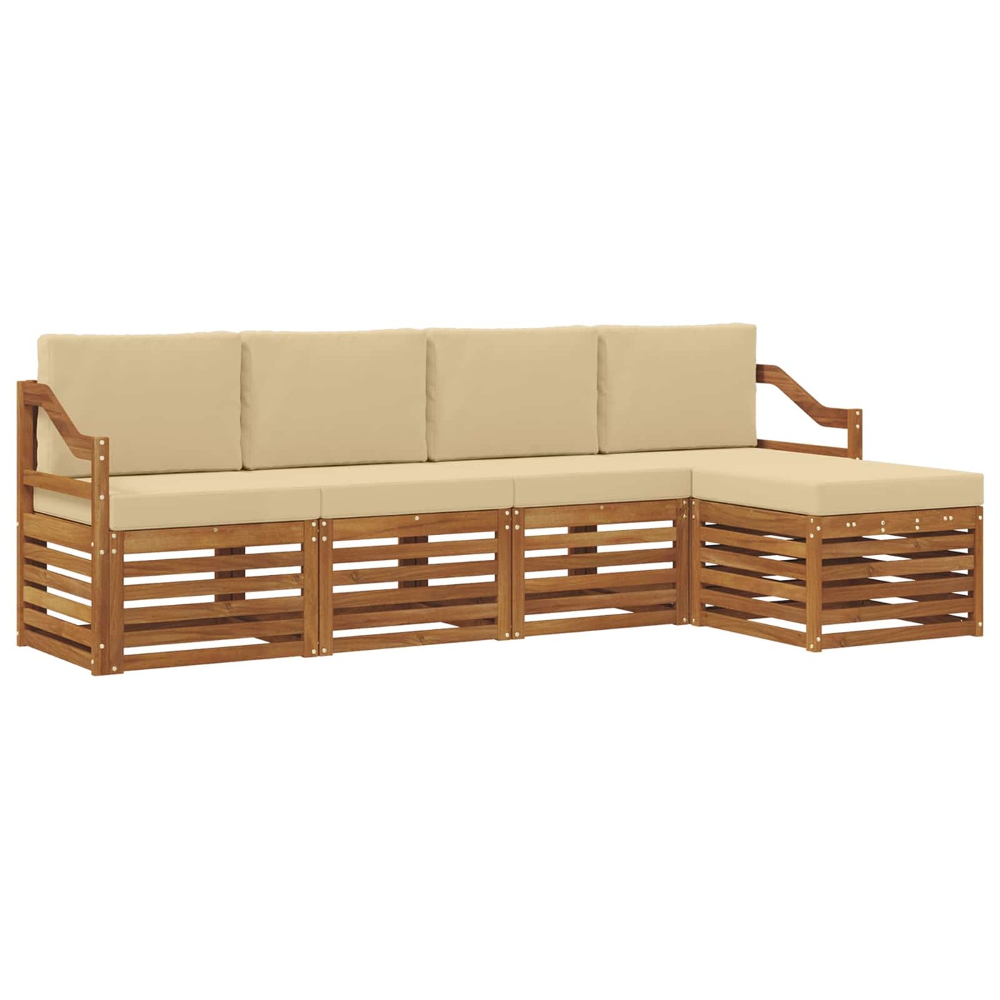 Outdoor-Sofagarnitur mit Kissen 5 pcs Natur und Beige