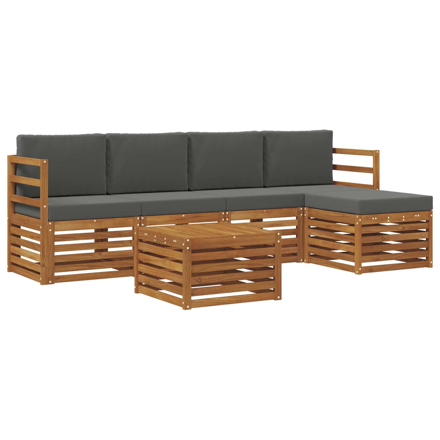 Outdoor-Sofagarnitur 6 stk. Natur und Anthrazit