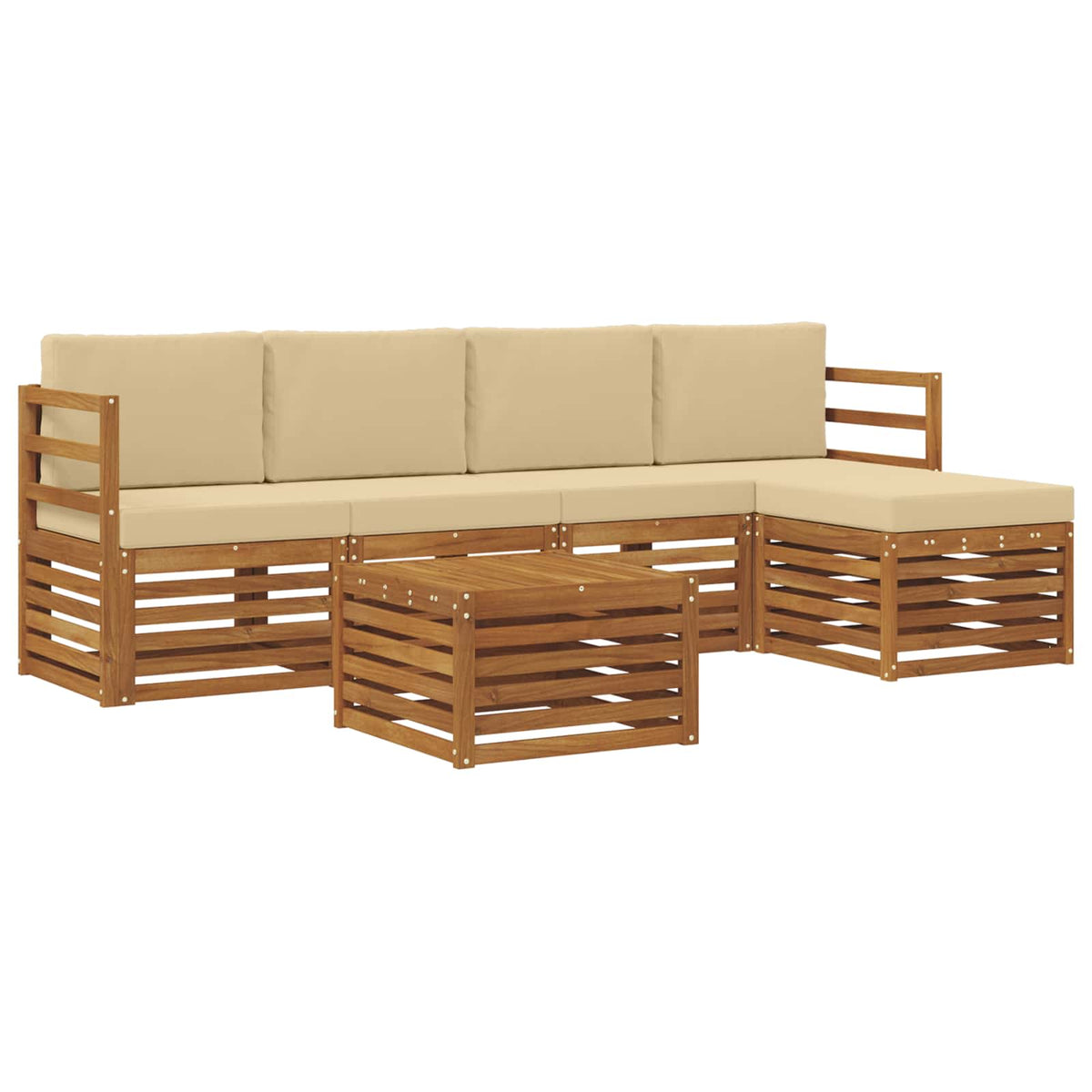 Outdoor-Sofagarnitur 6 stk. Natur und Beige