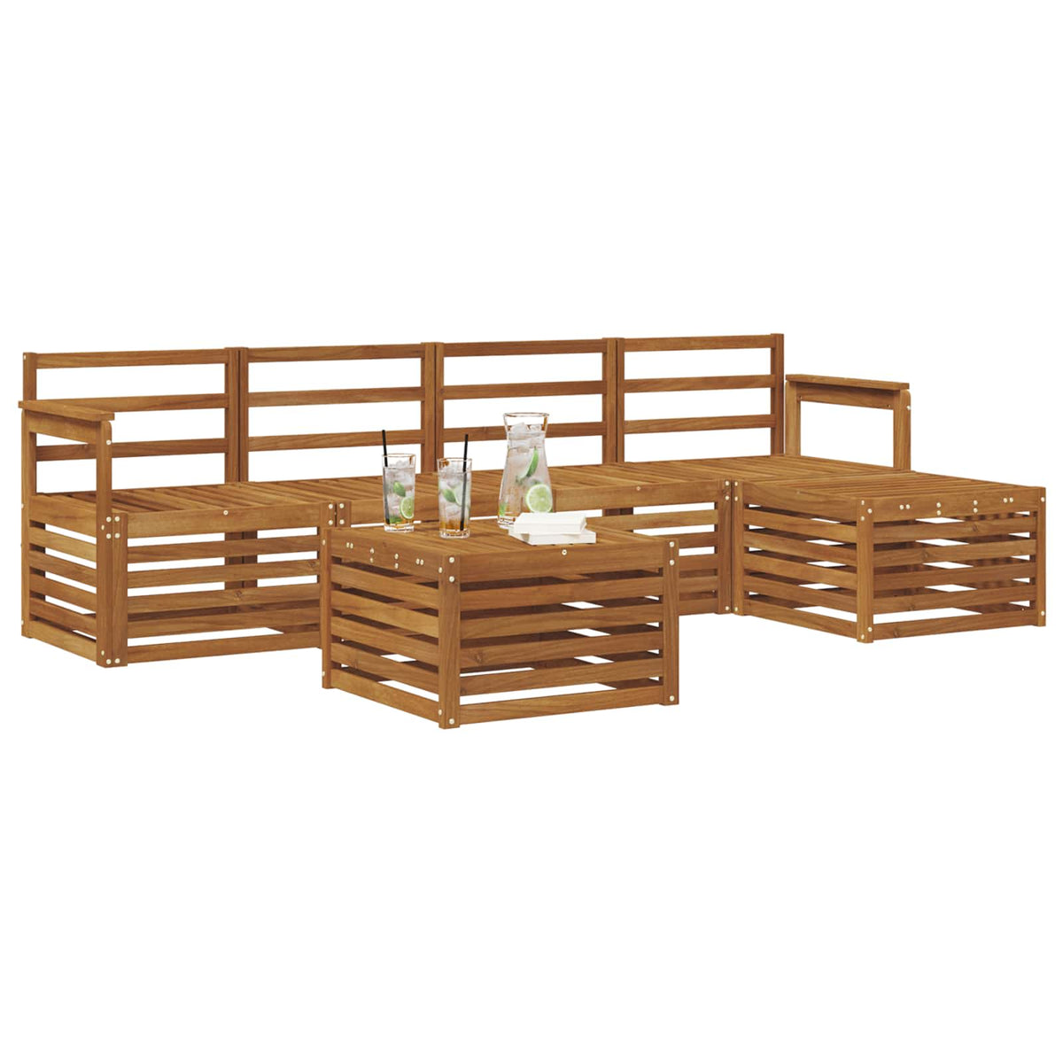 Outdoor-Sofagarnitur 6 stk. Natur