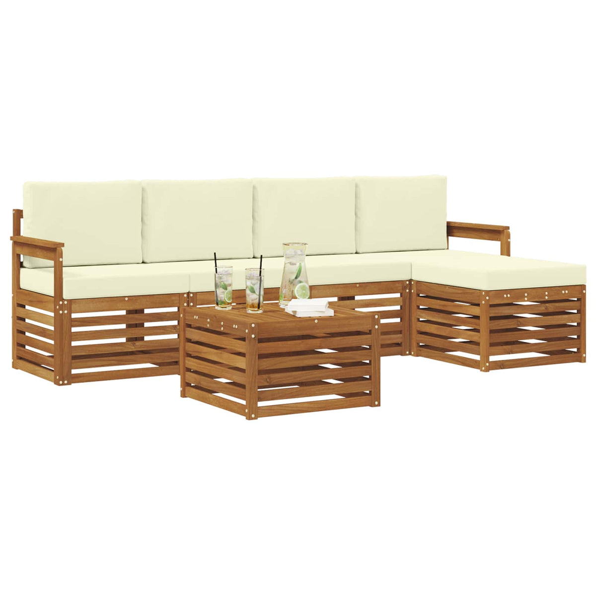 Outdoor-Sofagarnitur 6 stk. Natur und Creme
