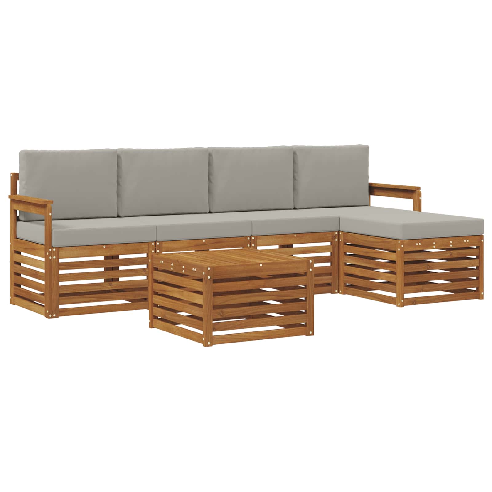 Outdoor-Sofagarnitur mit Kissen 6 pcs Natürlich und Hellgrau