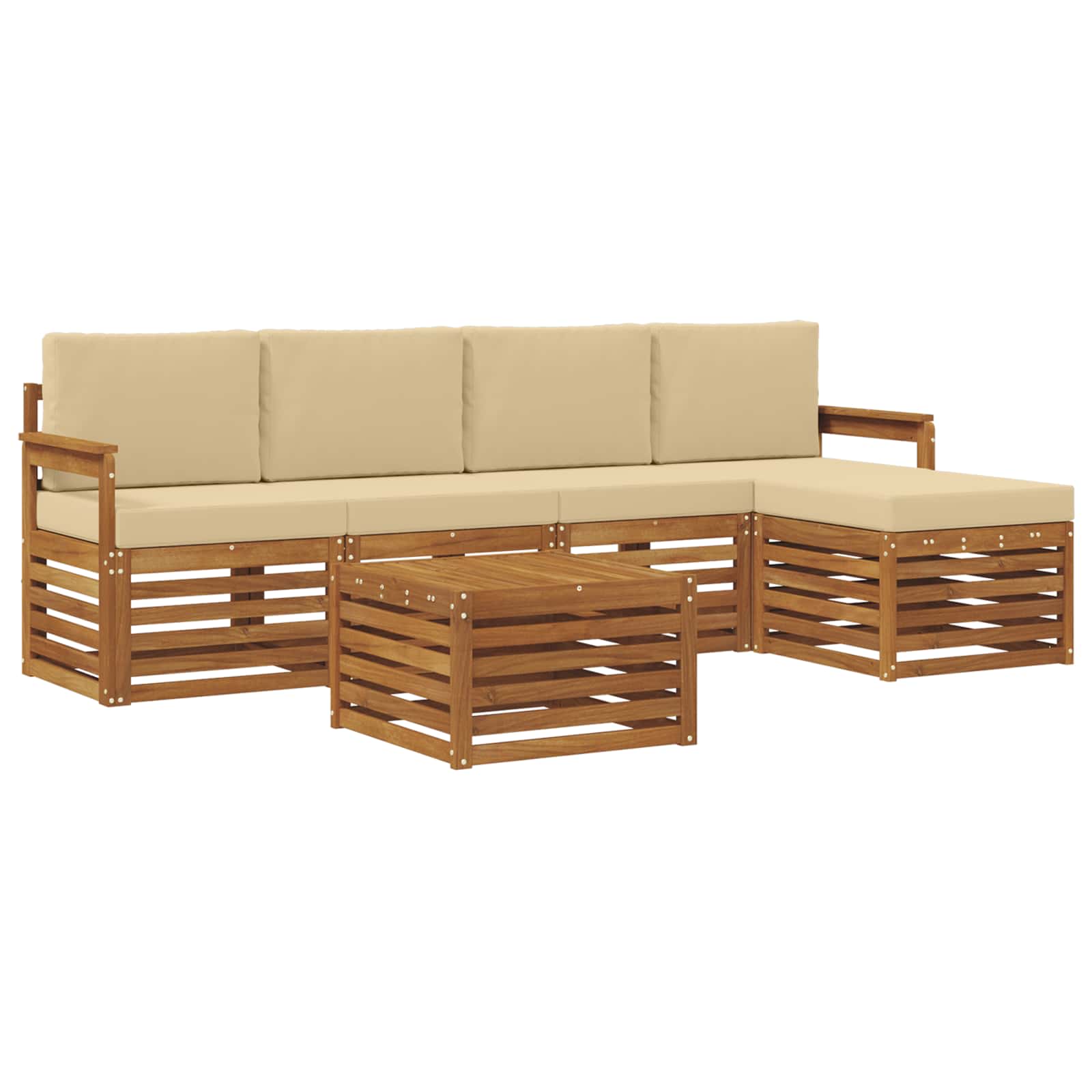 Outdoor-Sofagarnitur mit Kissen 6 pcs Natur und Beige