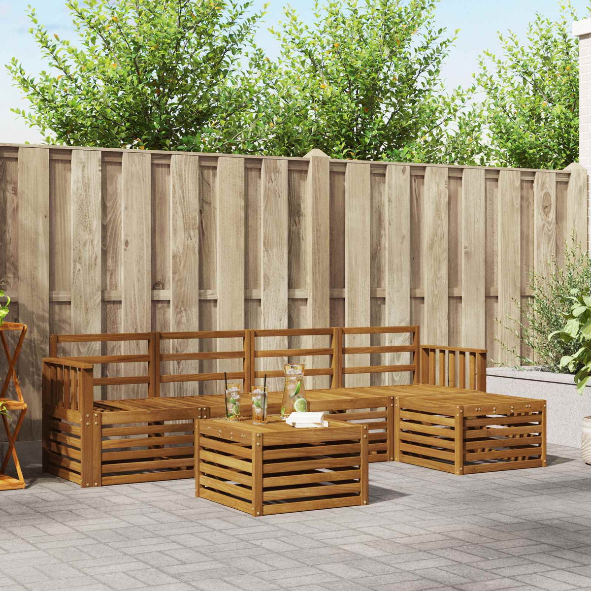 Outdoor-Sofagarnitur 6 stk. Natur