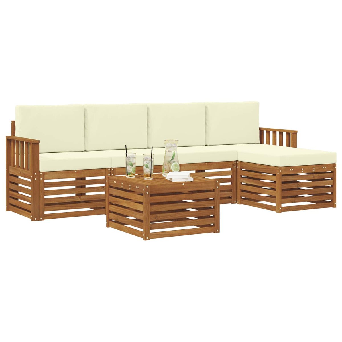 Outdoor-Sofagarnitur 6 stk. Natur und Creme