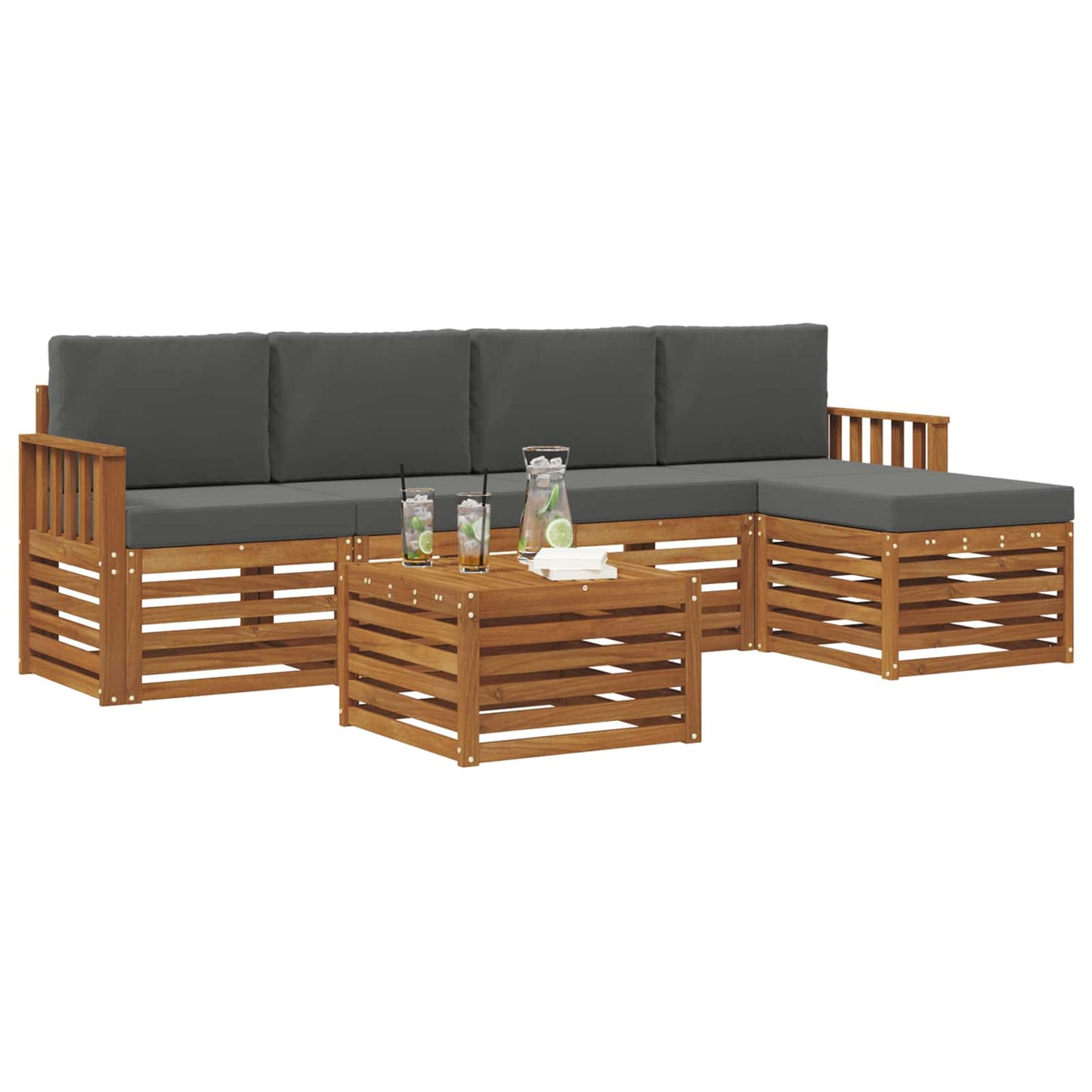 Outdoor-Sofagarnitur 6 stk. Natur und Anthrazit