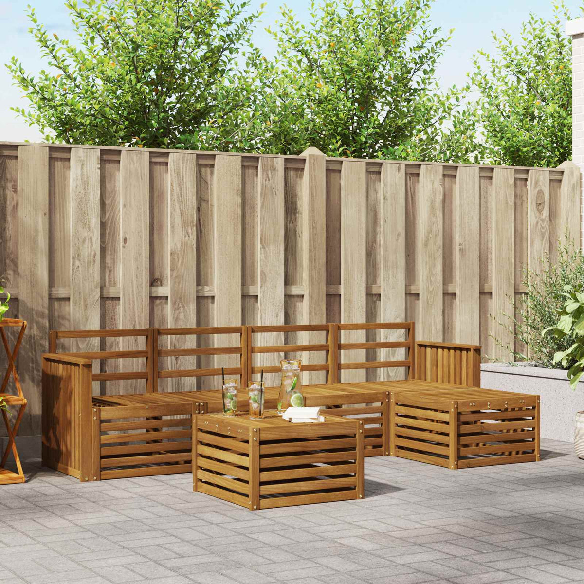 Outdoor-Sofagarnitur 6 stk. Natur