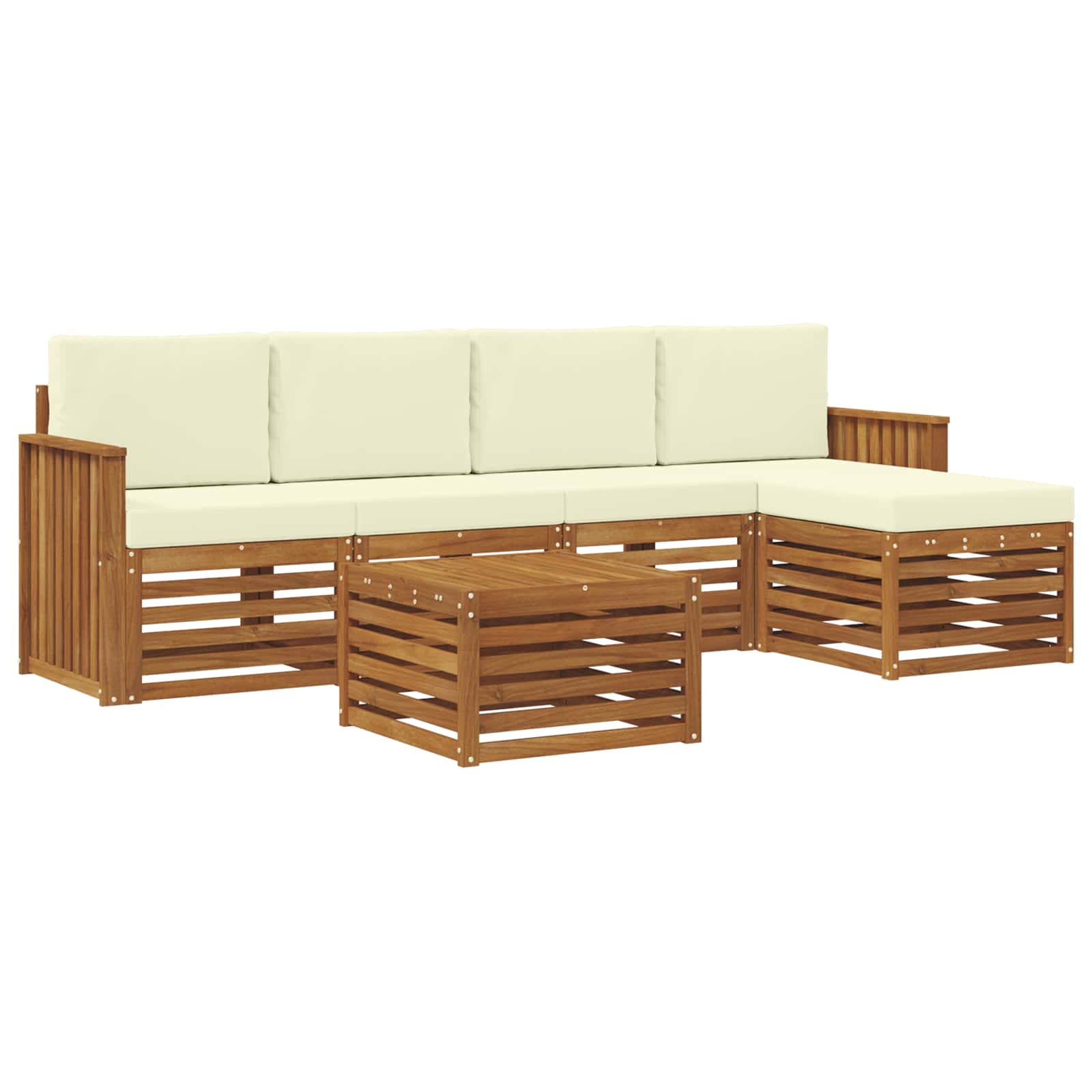 Outdoor-Sofagarnitur mit Kissen 6 pcs Natur und Creme