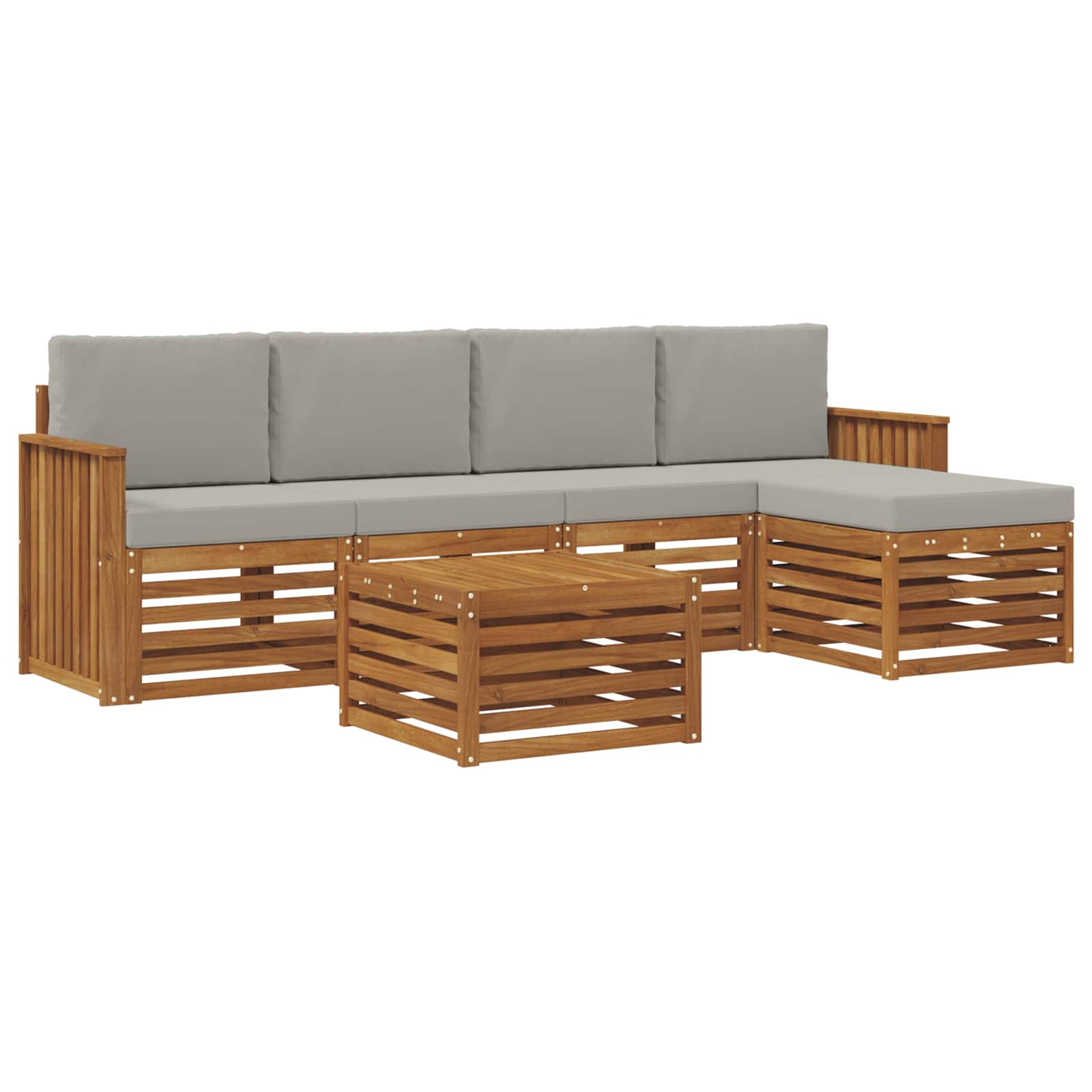 Outdoor-Sofagarnitur mit Kissen 6 pcs Natürlich und Hellgrau