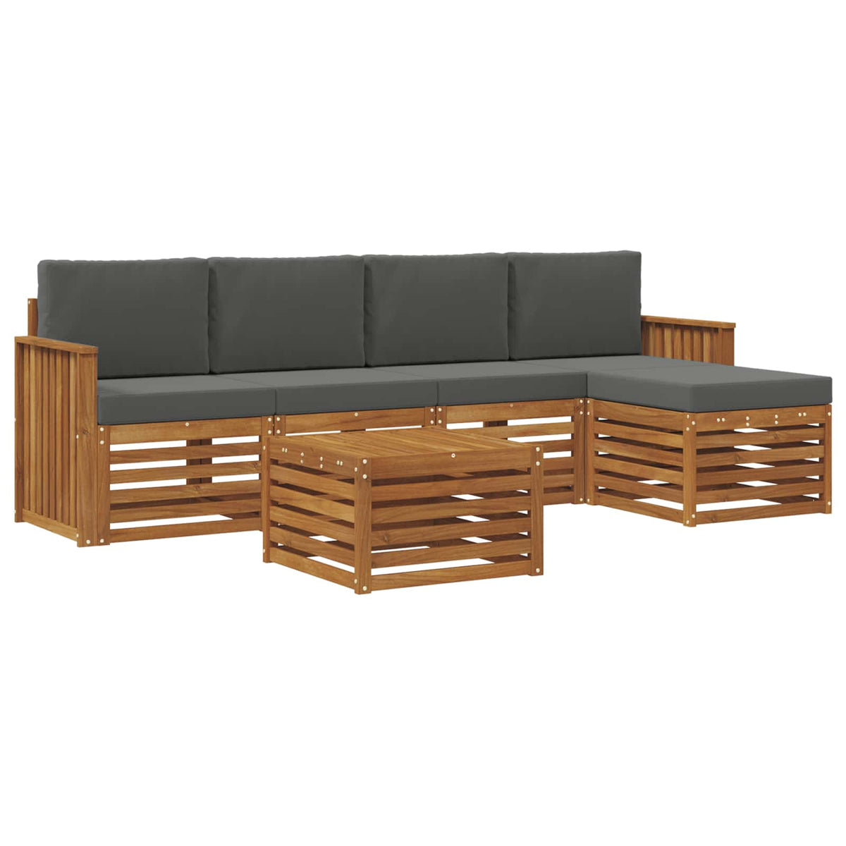 Outdoor-Sofagarnitur 6 stk. Natur und Anthrazit