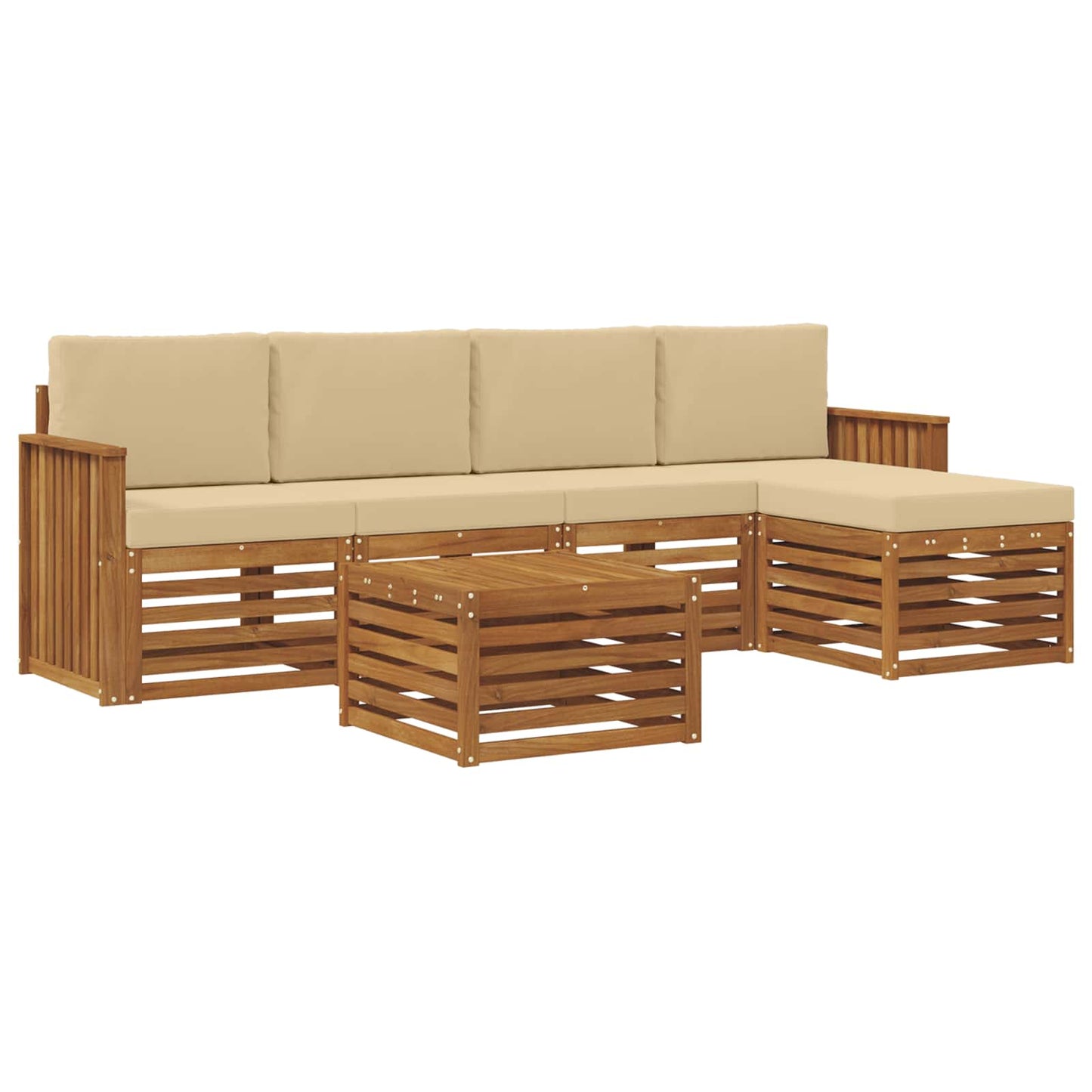 Outdoor-Sofagarnitur 6 stk. Natur und Beige