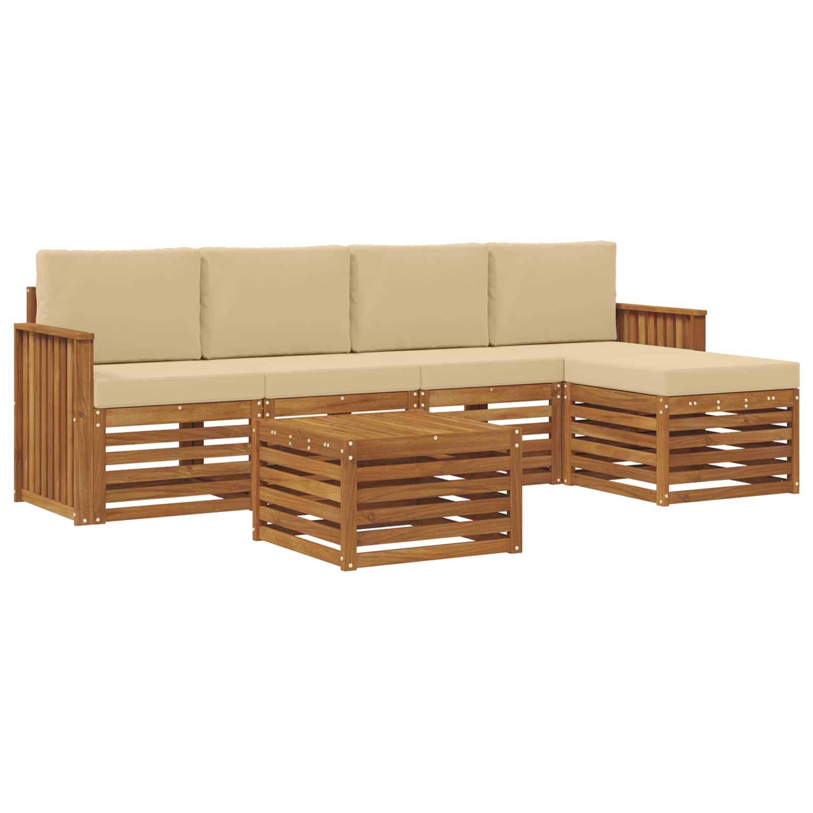 Outdoor-Sofagarnitur 6 stk. Natur und Beige