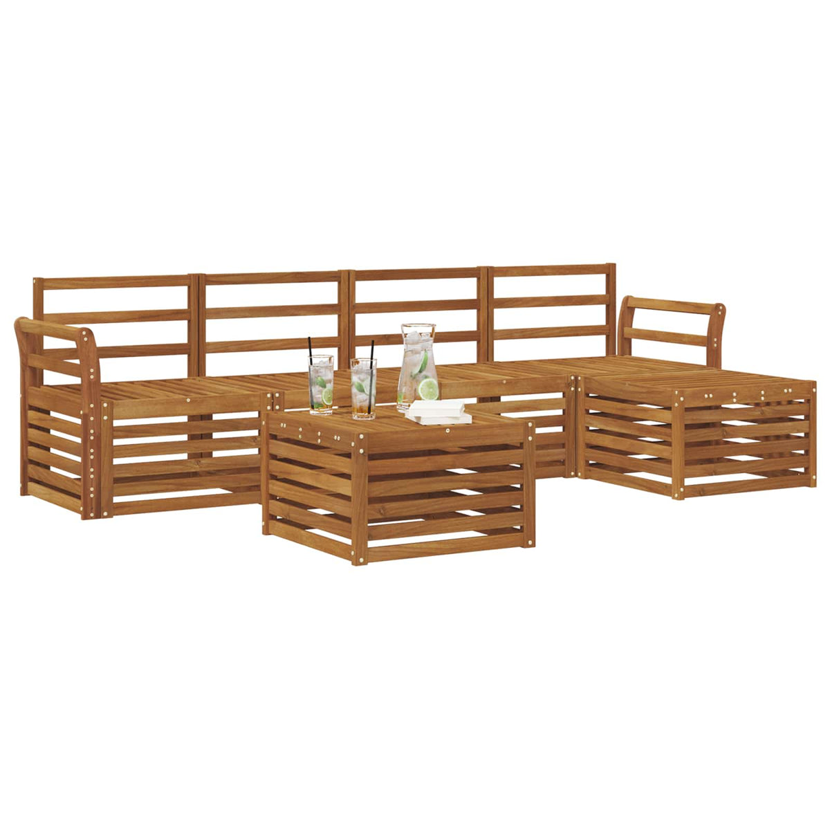Outdoor-Sofagarnitur 6 stk. Natur