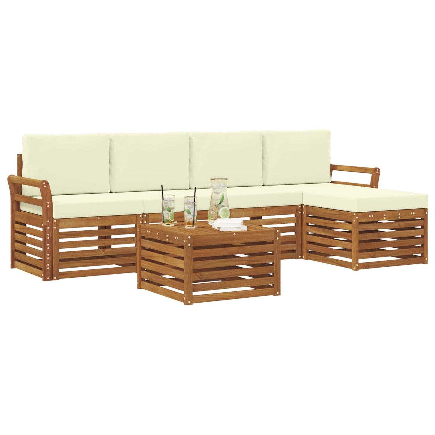 Outdoor-Sofagarnitur 6 stk. Natur und Creme