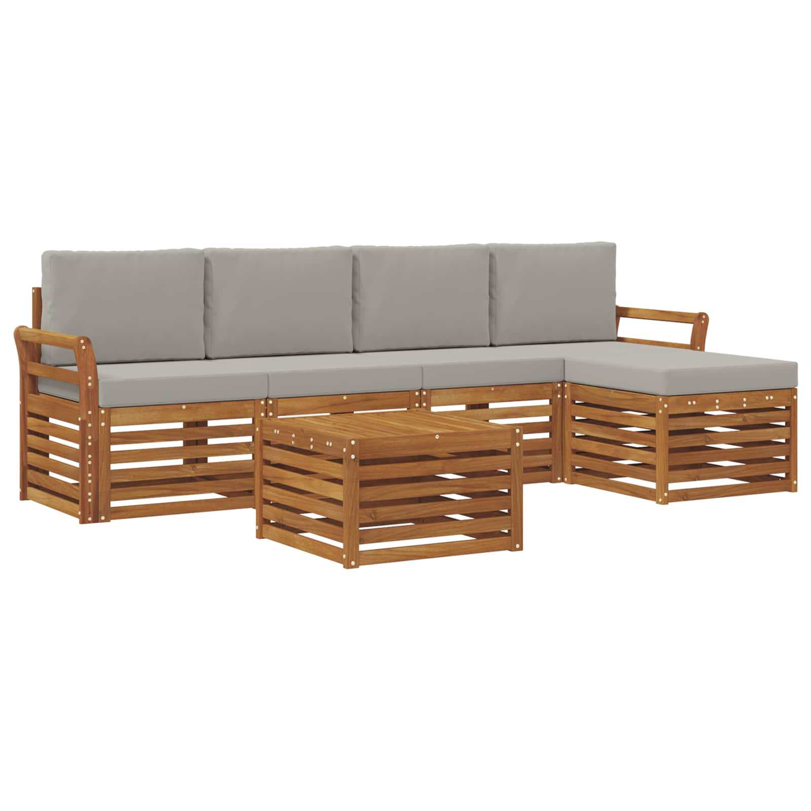 Outdoor-Sofagarnitur mit Kissen 6 pcs Natürlich und Hellgrau